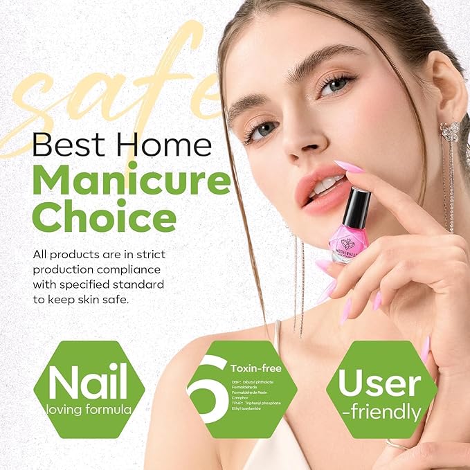 modelones Green Nail Polish, 6 Colors Yellow White Glitter Quick Dry Nail Polish Set Mini Finger Long Lasting Fast Drying Manicure DIY Nail Art Home Salon Gift For Women Girls