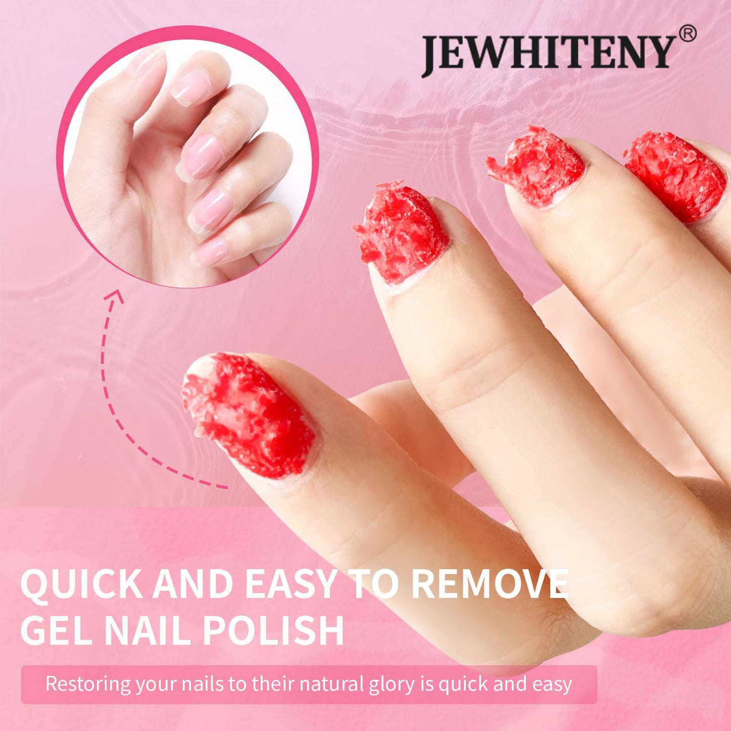 JEWHITENY Gel Nail Polish Remover Set: 2 Bottles of 10ml Nail Polish Remover and two manicure tools,Quickly and Easily Remove Nail Polish Without Soaking or Wrapping professional Gel Remover for Nails