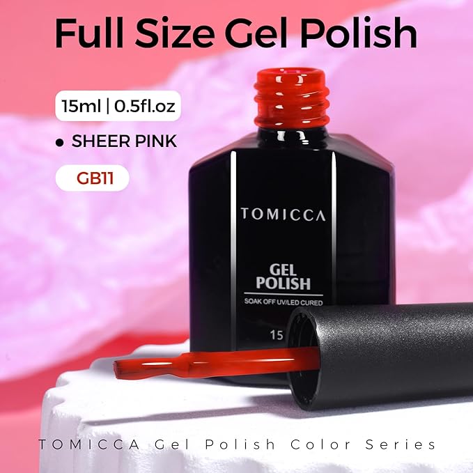 TOMICCA Red Gel Polish - Soak Off UV Nail Polish Quick Dry, Long Lasting Manicure Salon DIY Nails Polish Gel Colors