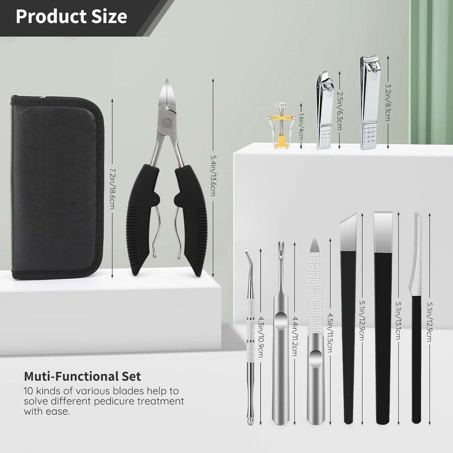 Segbeauty 10pcs Ingrown Toenail Removal Kit, Nail Clipper Toenail Clipper Manicure Pedicure Kit, Professional High Manganese Steel Blade Ingrown Toenail Corrector Tool Set for Remove Cuticle Callus