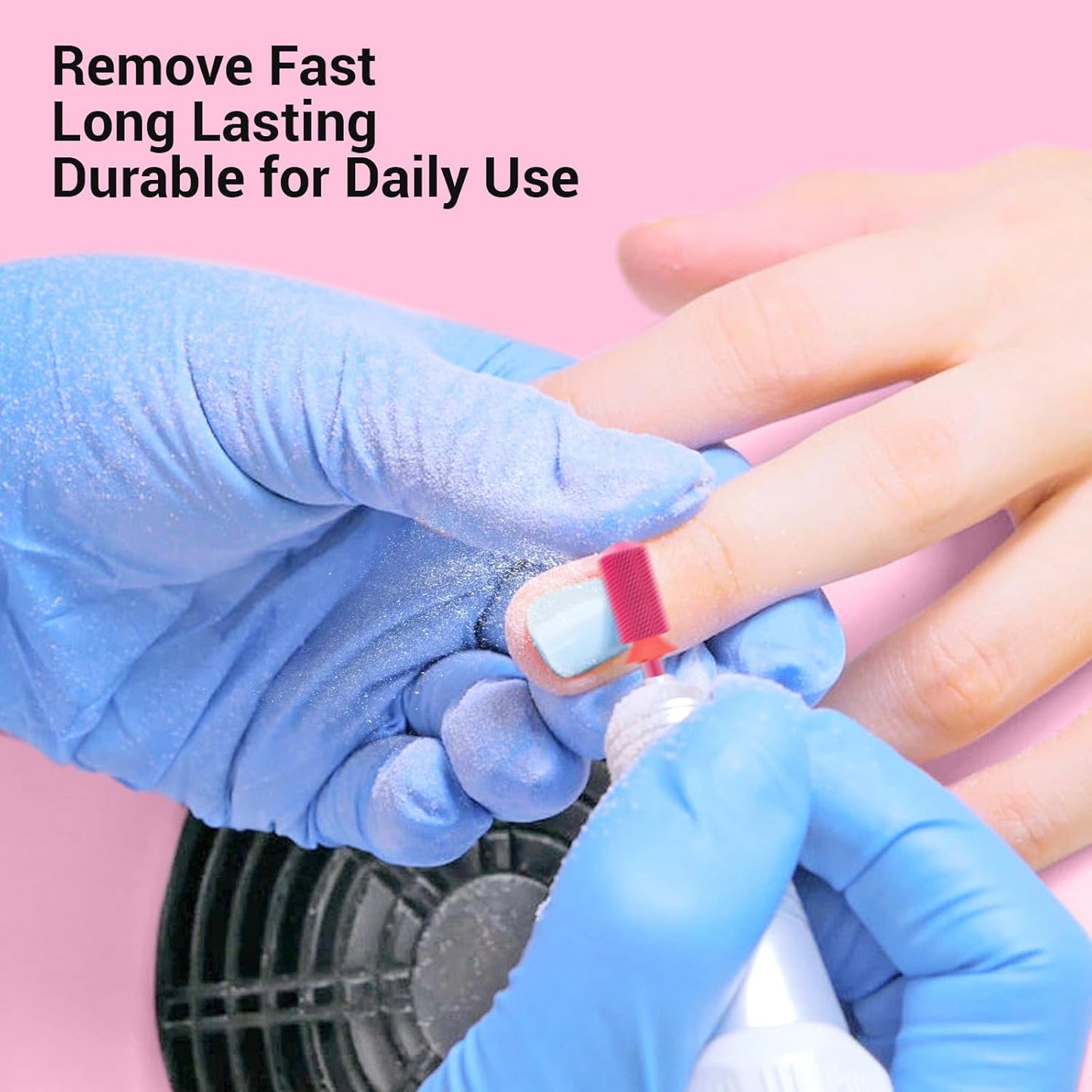 MelodySusie Safety Nail Drill Bits, 3/32'' Smooth Round Top Large Barrel Carbide Bits, Suitable for Manicure Pedicure Cuticle Gel Polishing, Beginners Bits, Pink Blossom, Series Bit-S