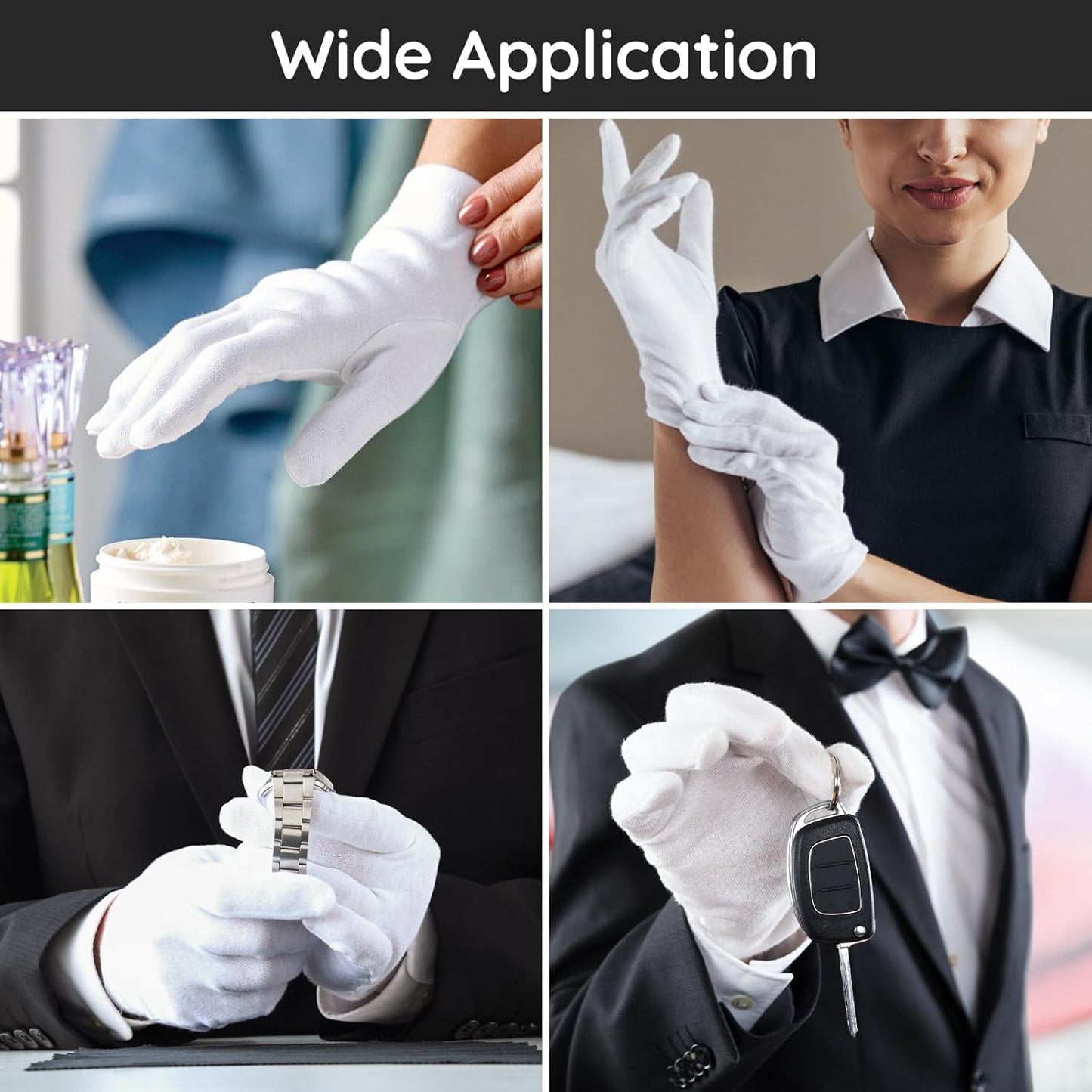Segbeauty 24 Counts White Cotton Gloves, Large Thick Hand Gloves Moisturizing Overnight Sleeping for Dry Hands, 12 Pairs Washable Cotton Work Gloves, White Lotion Gloves Overnight for Men and Women