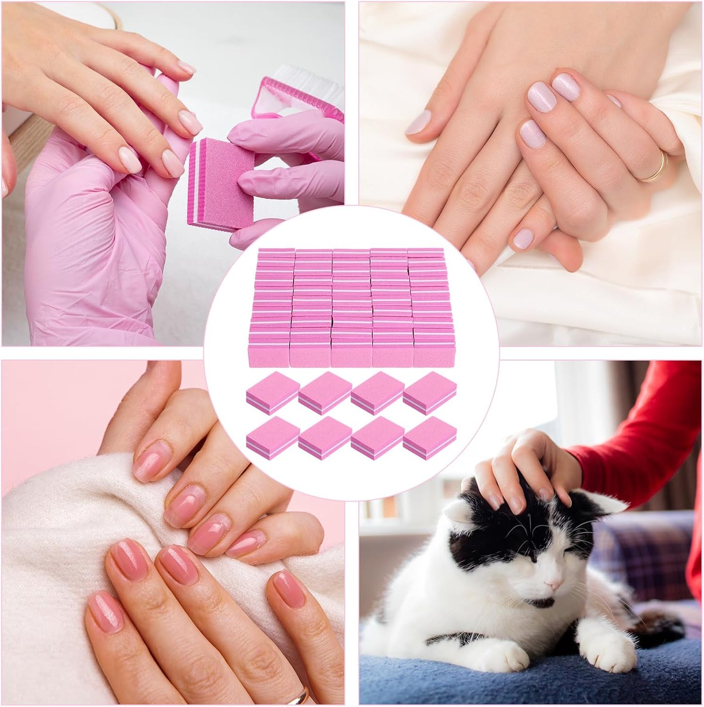 Nail Buffers (400 Pack), Mini Buffer Block Nail File for Acrylic and Natural Nails, 100/180 Grit Nail Buffer Block Bulk Buffing Blocks for Nail Buff Professional Manicure File Blocks Set Hot Pink