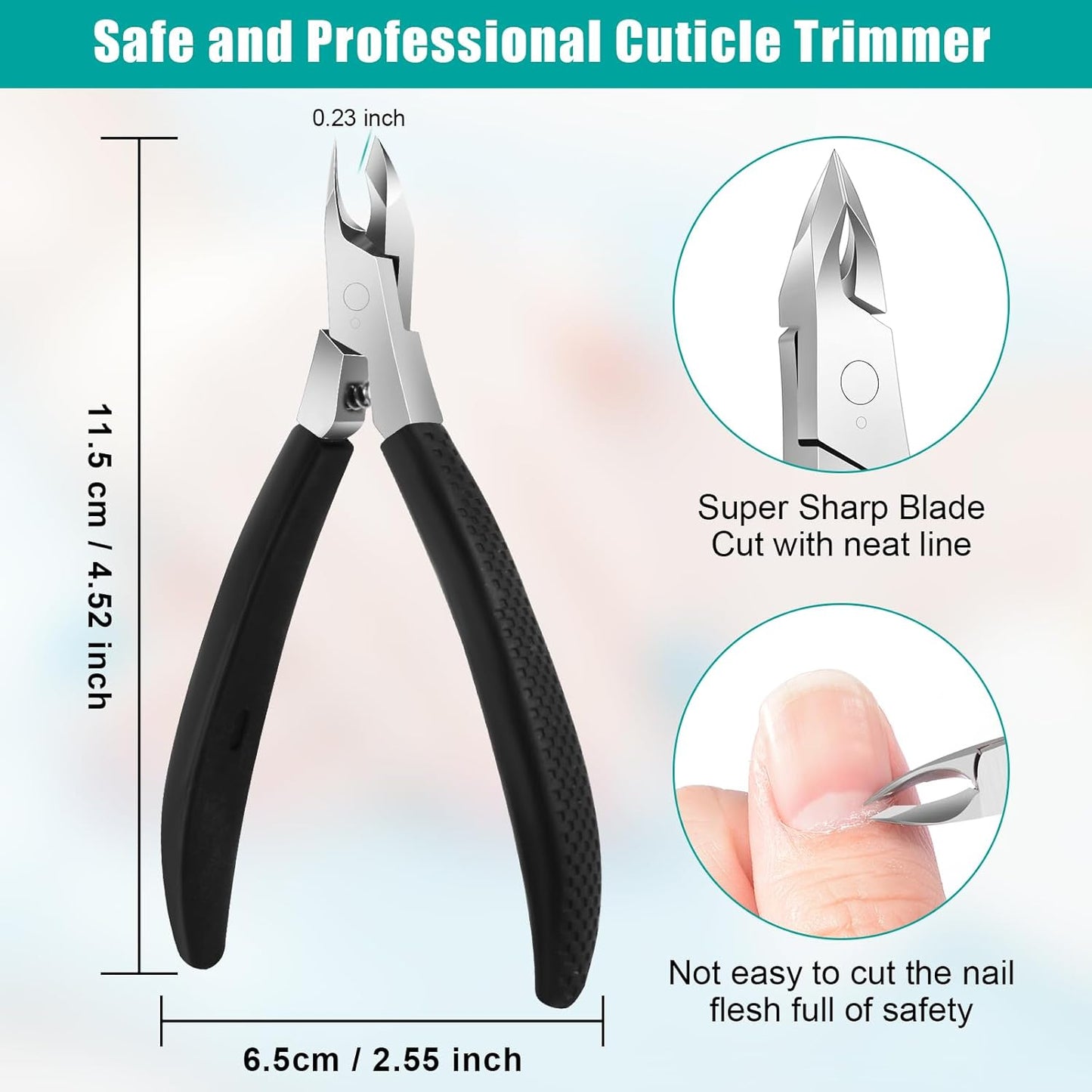Diesisa Cuticle Trimmer,4mm Jaw Extremely Sharp,Cuticle Clippers for Nails with Silicone handle, Non-Slip,Professional Steel Cuticle Cutter,Trimmer Dead Skin Remover Stainless Cuticle Remover Tool