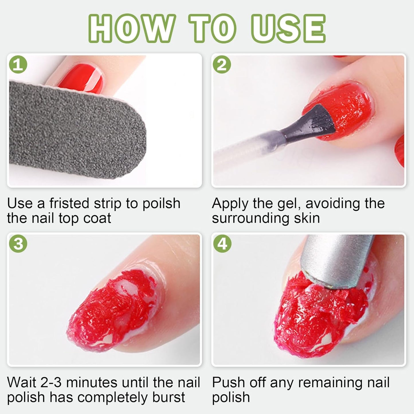 Magic Remover Gel Polish,2PCS Gel Nail Remover,Professional Gel Remover for Nails,Quickly and Easily Removedor de Esmalte Gel (15ML)