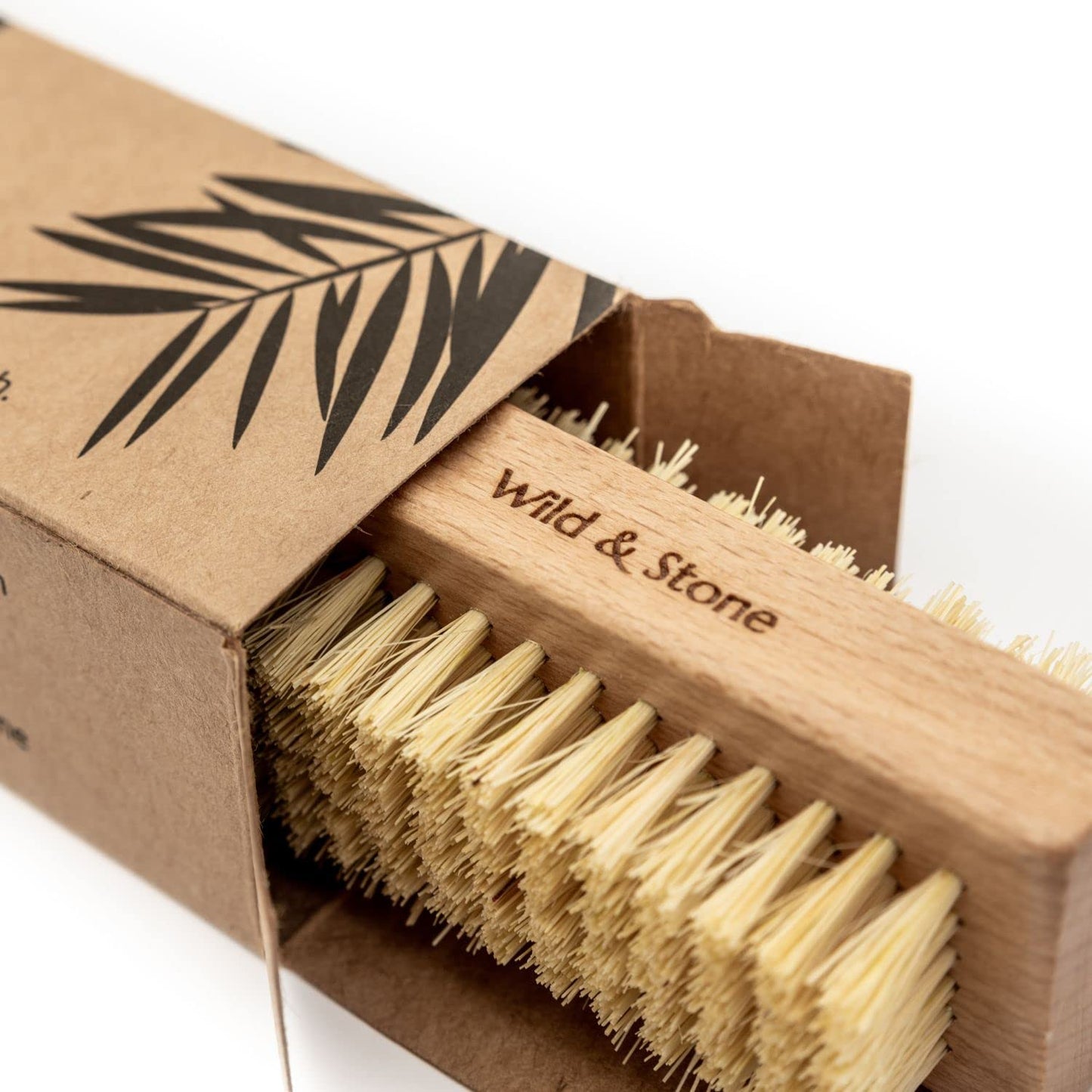 Wild & Stone | Wooden Nail Brush | Double-Sided Natural Sisal Fingernail and Toenail Brush | FSC Certified Beechwood & Sisal Fibres | Vegan & Plastic Free (1 Pack)