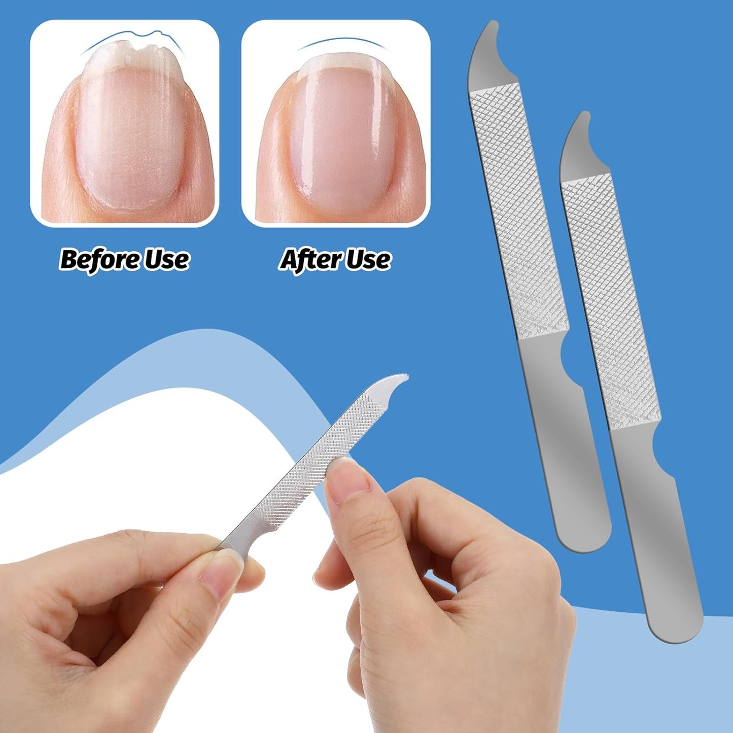 12 PCS Metal Nail Files for Women Stainless Steel Finger Nail Buffer Double-Sided Precision Fingernail Files with Curved Sharp Pointed Tip Thin Durable Nails File Bulk for Salon Home Travel
