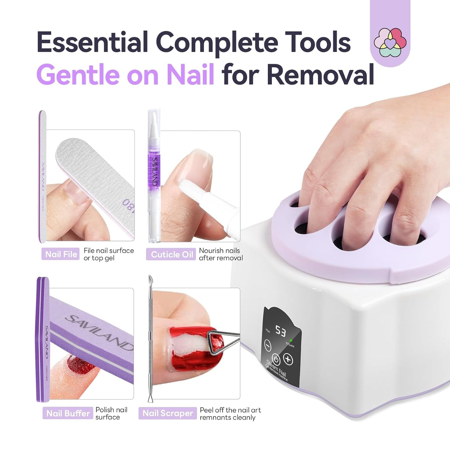 SAVILAND Advanced Nail Polish Remover Machine: Nail Soaking Bowl Gel Nail Remover Machine Steam Off Nail Remover Machine with Acrylic Nail Tools Soak off Bowl for Home Use DIY