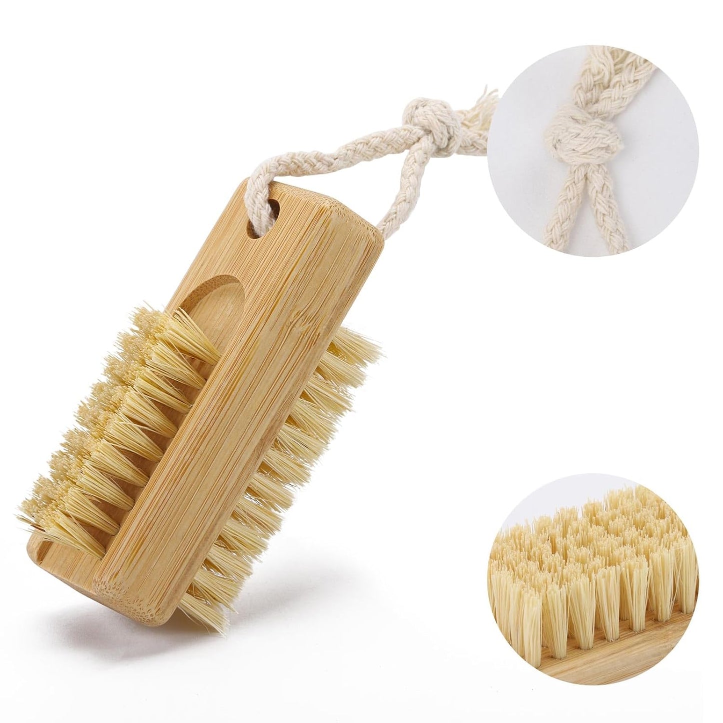 Nail Cleaning Brushes for Fingernails 2-Sided Non-Slip Brush with Hanging Rope Wooden Nail Brushes 4 Pack