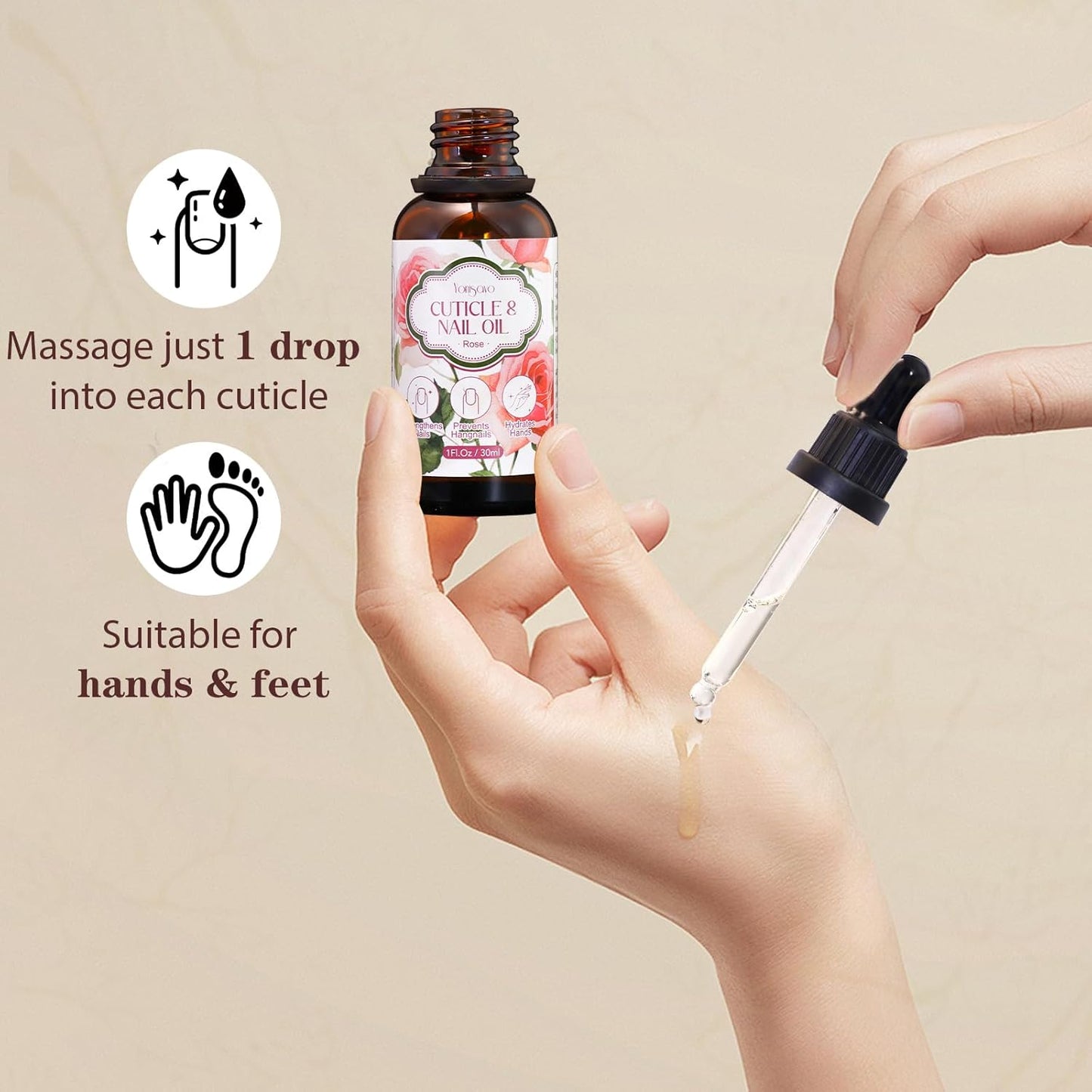 3 Pack Cuticle Oil, 3 in 1 Hydrating Oil for Strengthen Dry Nails Care, Soothe Cracked Cuticles, Thin Nails & Moisturize Hands, Non-Greasy, Cruelty-Free, Rose, Geranium, Lavender