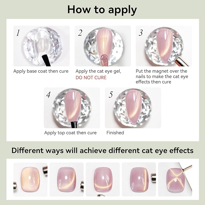 Cat Eye Nail Polish Glass Jelly Magnetic Gel Polish Smoothie Glitter Gloss Shine Holographic Celadon Color Velvet UV Gel Polish For Nail Art Manicure DIY At Home 12ml