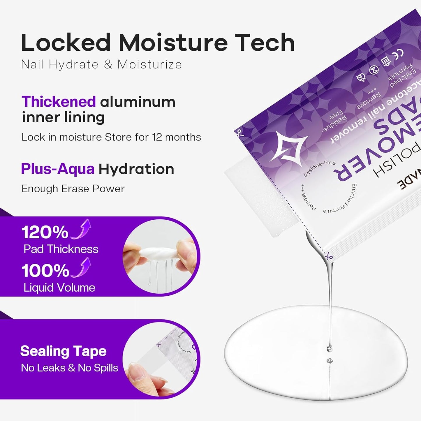 Nail Polish Remover Pads: Acetone Nail Polish Remover Wipes 100 PCS Professional Individually Wrapped Wet Wipes Rapidly Remove Gel Fingernail Polish Travel Kit for Home & Salon Supplies