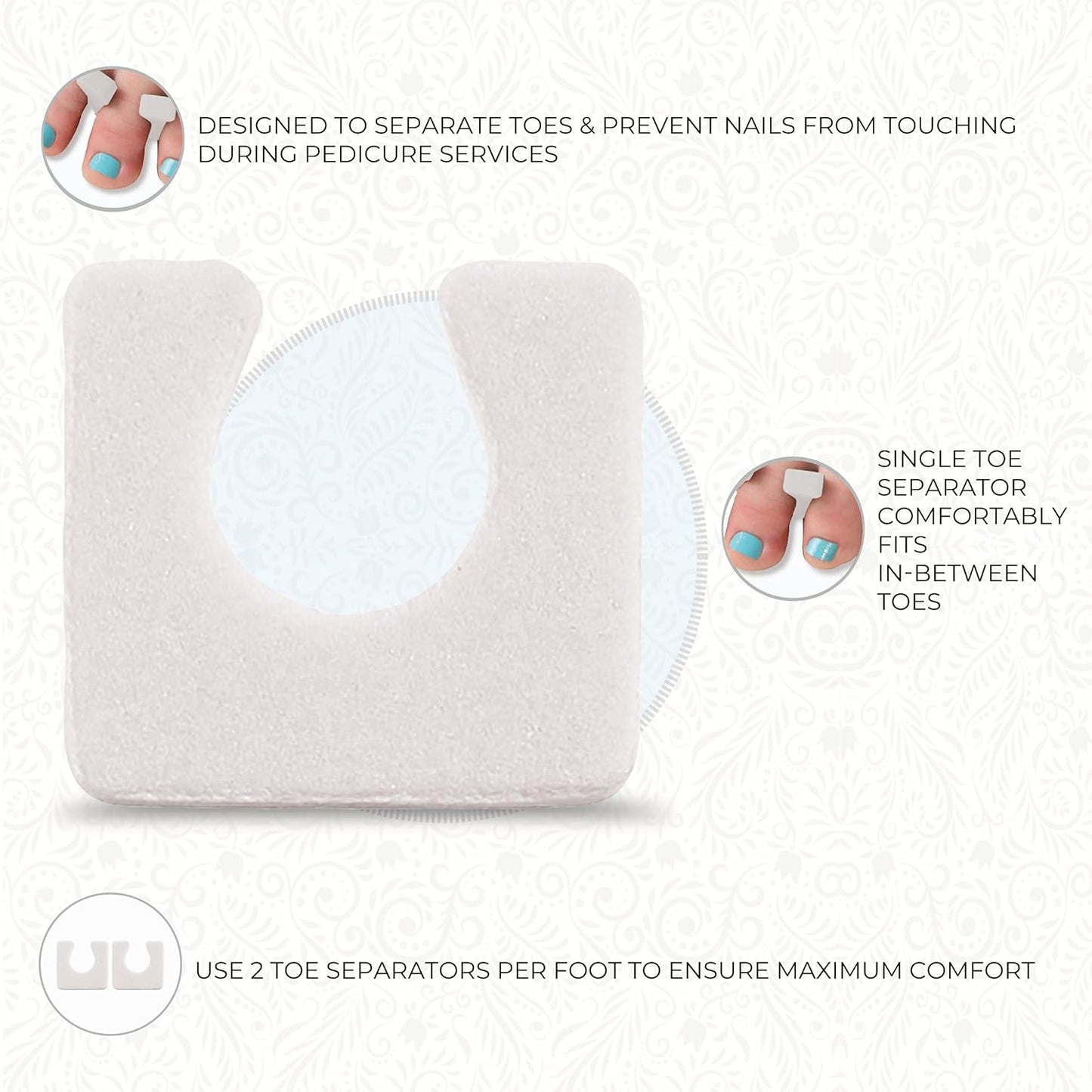 ForPro Sole Toe Separators, White, Individual Toe Separators for Pedicures, 144-Count
