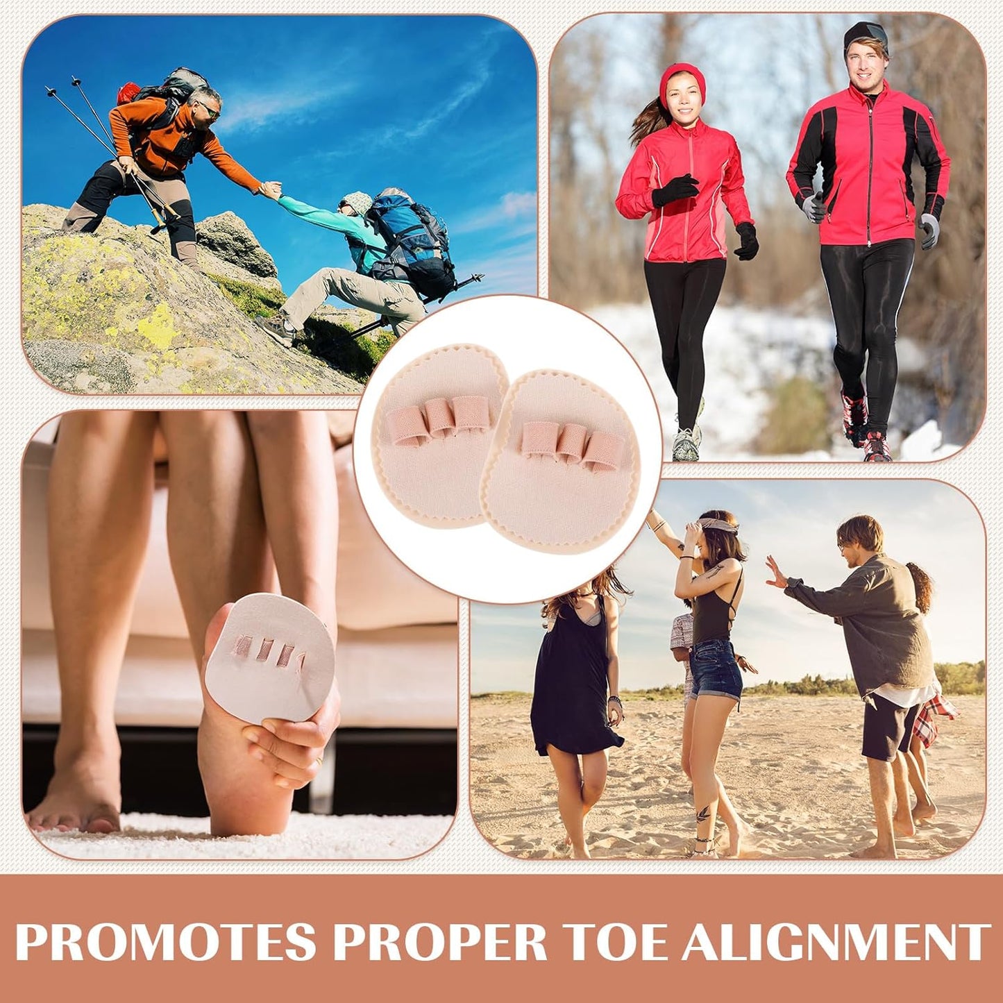 BBTO 4 Pcs Toe Splint Hammer Toe Straightener Hammer Toe Corrector with 3 Holes Toe Hammer Toe Support for Women Men Toes Claw Toes Metatarsal Support Corrector Wrap