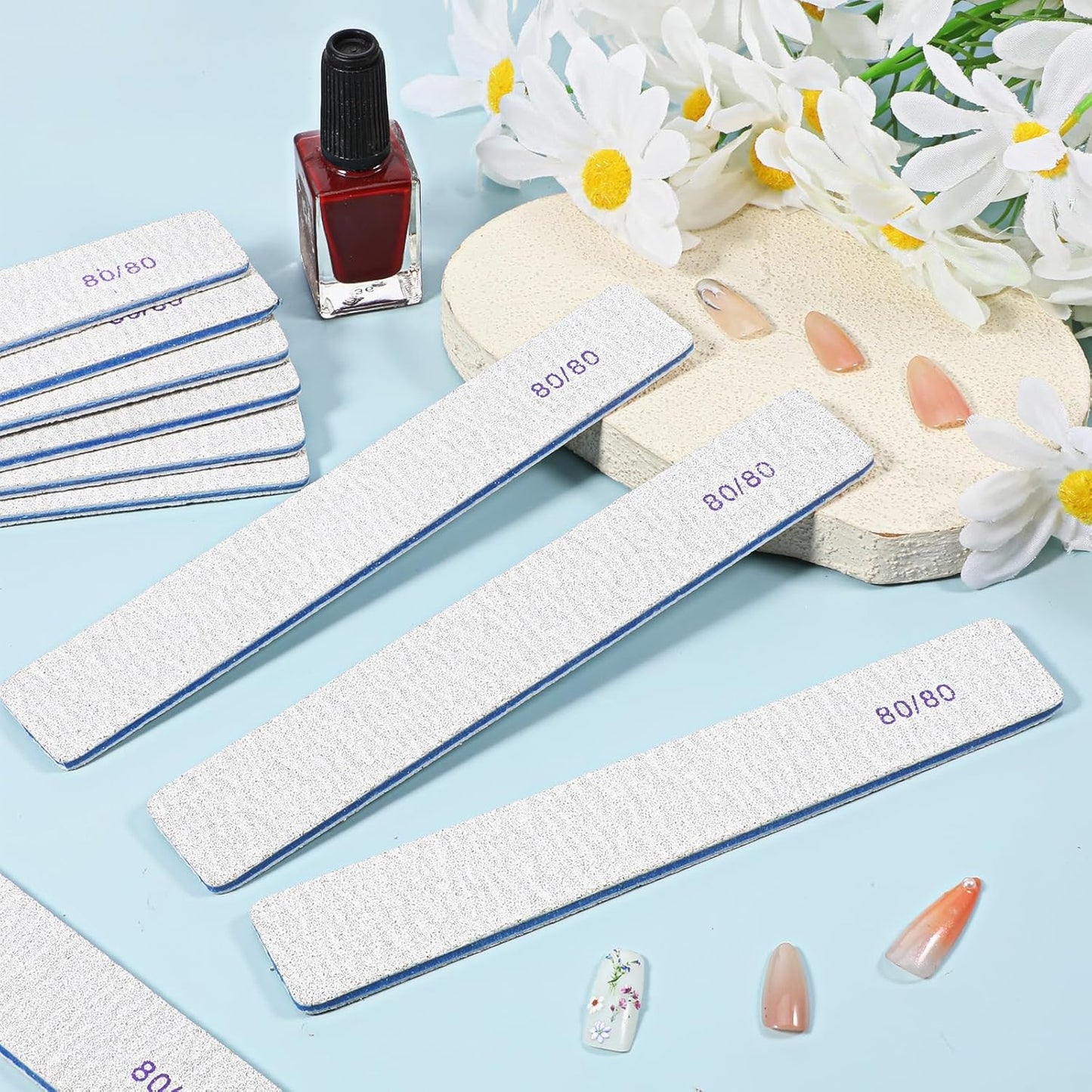 60 PCS 80/80 Grit Nail Files, Professional Double Sided Acrylic Nails Emery Boards for Acrylic Nails, Fake Nails, Manicure Tools