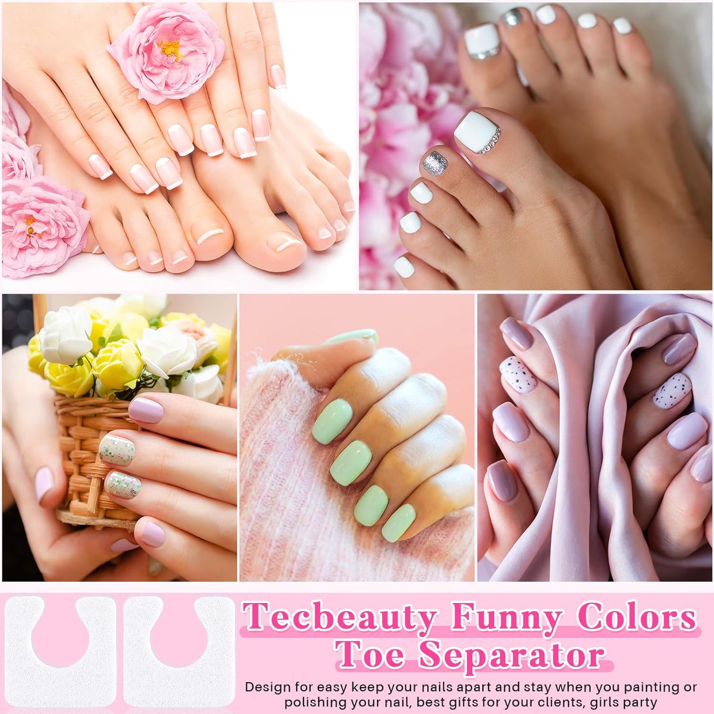 Mumufy 1000 Pcs Individual Toe Separators Bulk Soft Foam Comfortable Pedicure Toe Separators Dividers for Women Men Art Manicure Feet Nail Polish Painting Spa(White)