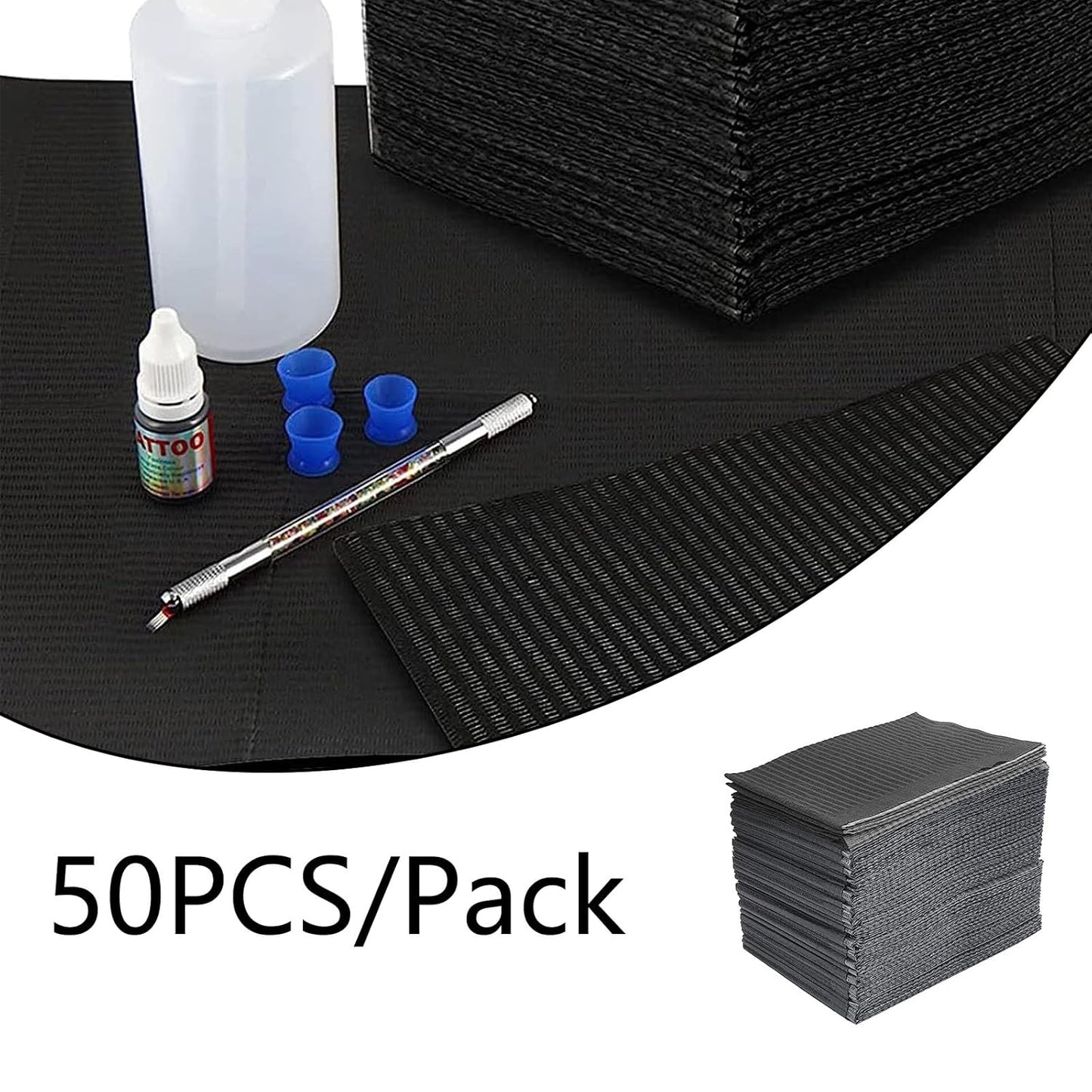 Nail Table Mats Disposable Nail Art Paper Towels,50PCS Black Waterproof 3 Ply Nail Art Paper 13" X 17" Pads for Nail Table Decoration Kit,Nail Art Accessories
