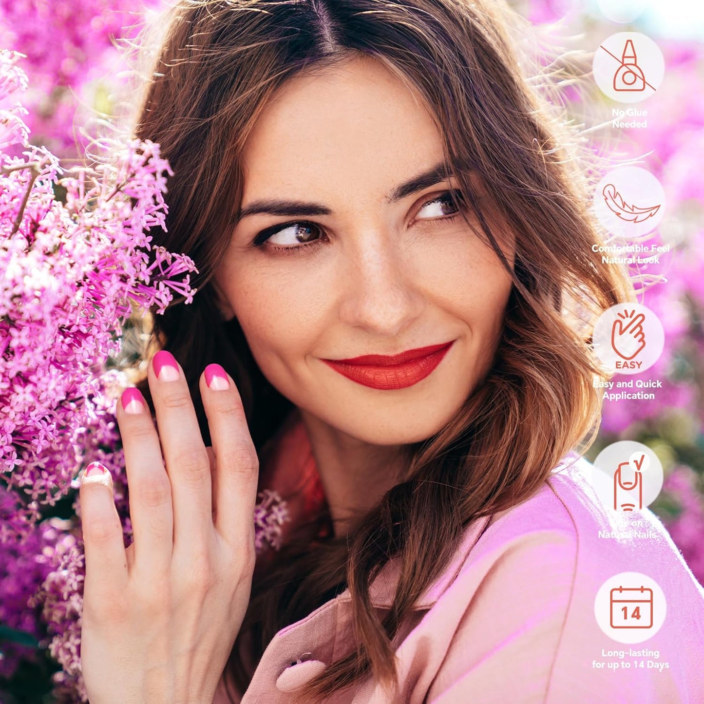 Semi Cured Gel Nail Strips-Salon Quality Semi-Cured Gel Press On Nails Stickers Quick DIY Nail Art Manicure Kits for Women at Home Works with Any UV/LED Lamps(Rose French)