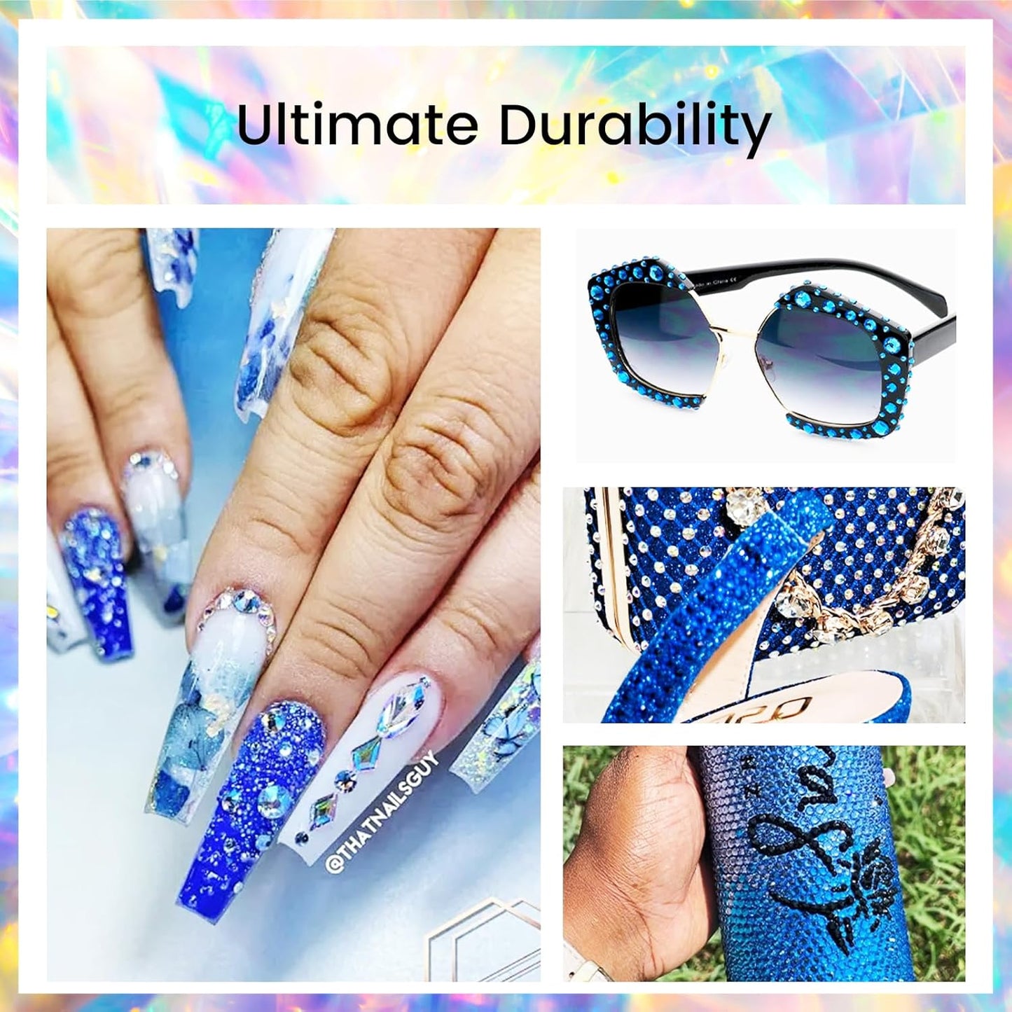 Capri Blue Rhinestones Flatback Rhinestone for Crafts Glass Nail Rhinestones Gems Crystals for Makeup Bags Shoes Decoration DIY(SS6,1440pcs,Capri Blue)