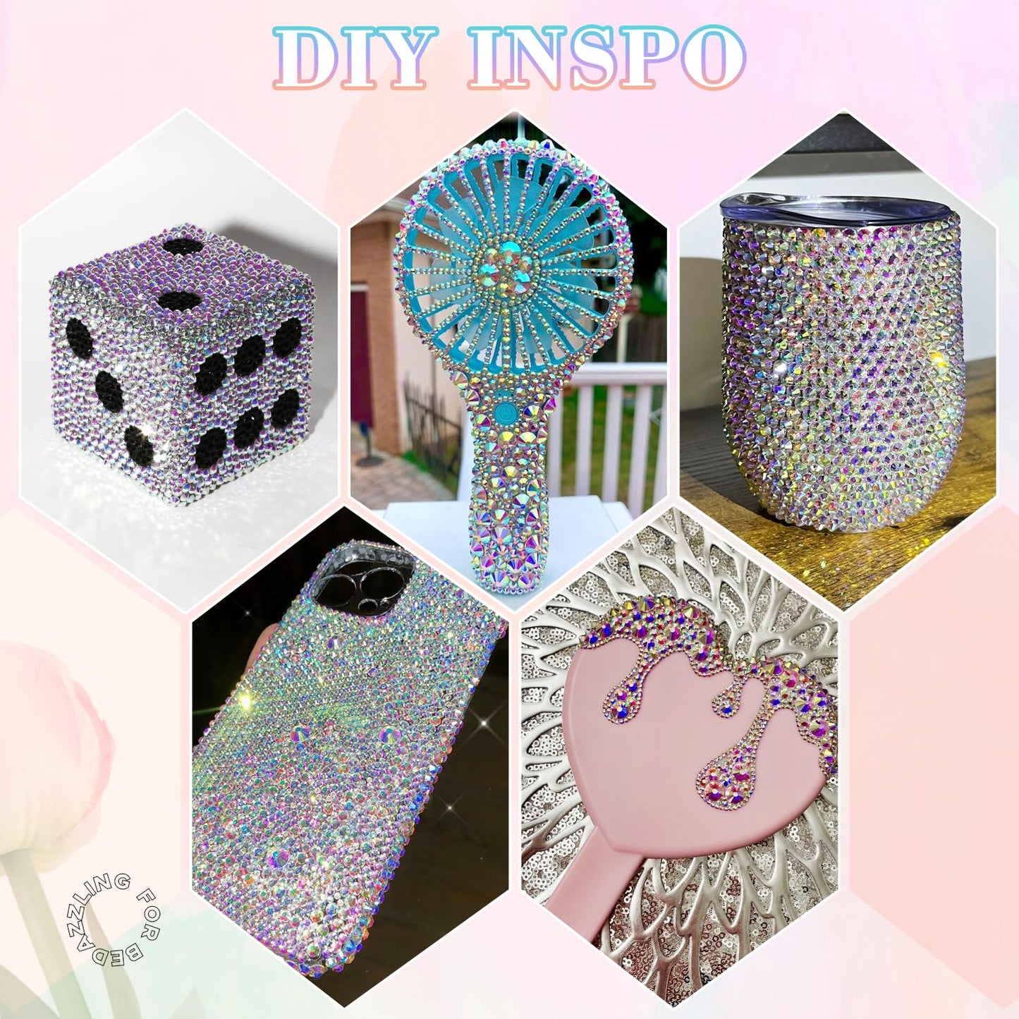 30000Pcs Resin Rhinestones for Bedazzling with B7000 Jewelry Glue, AB Flatback Gems Rhinestones for Crafting, Clothing Tumblers Mugs Shoes Fabric Decor Nail Art