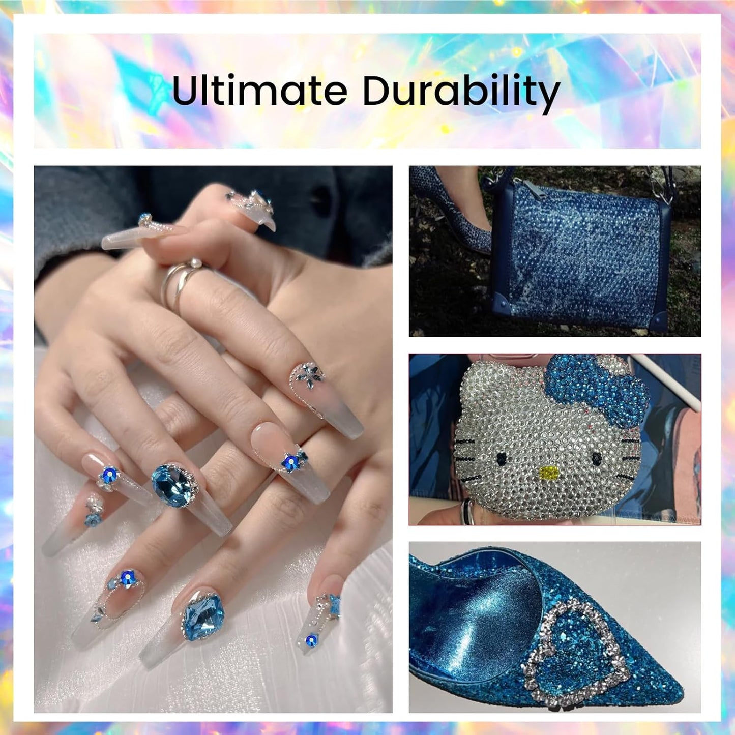 Rhinestones Crystals Rhinestones for Crafts Nail Rhinestones Glass Flatback Nail Gems and Rhinestones for Nails Art Makeup Bags Shoes Decoration DIY(SS8,1440pcs,Sapphire AB)