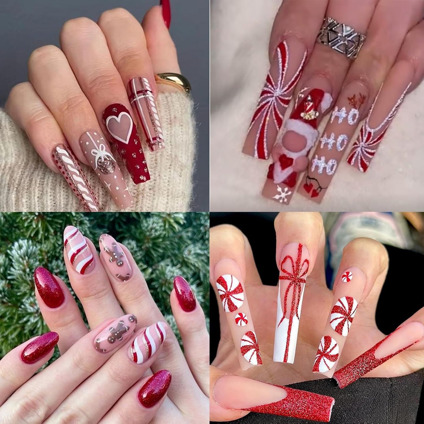 8 Sheets Cartoon Christmas Nail Art Stickers 3D Self-Adhesive Snowflake Snowman Nail Stickers Glitter Christmas Lamp Ball Nail Decals Acrylic Nail Supplies for Women Girls DIY Manicure Decoration