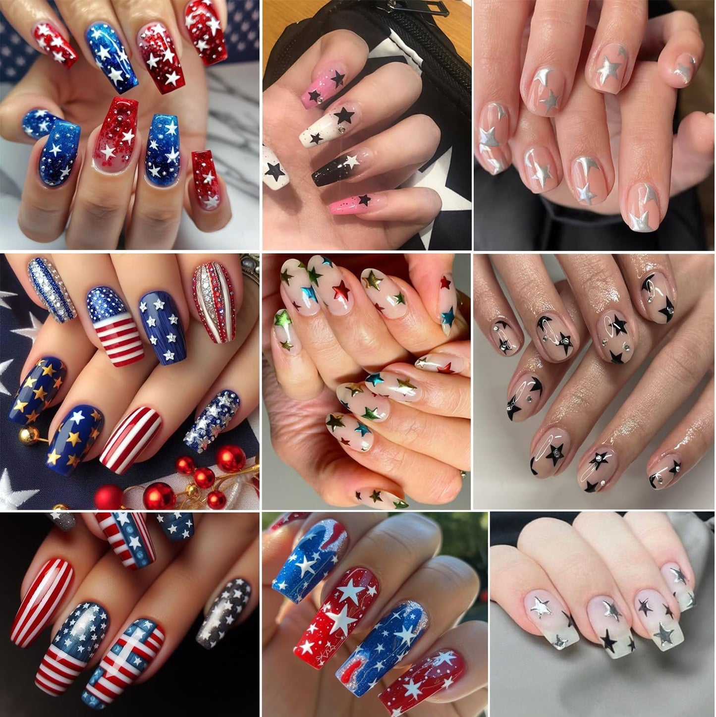 6 Sheets Mini Star Nail Art Stickers for Acrylic Nails 3D Self-Adhesive Sparkling Colorful Stars Nail Art Decals with Small Five-Pointed Star Design Nail Sticker for Women DIY Manicure Decor Supplies