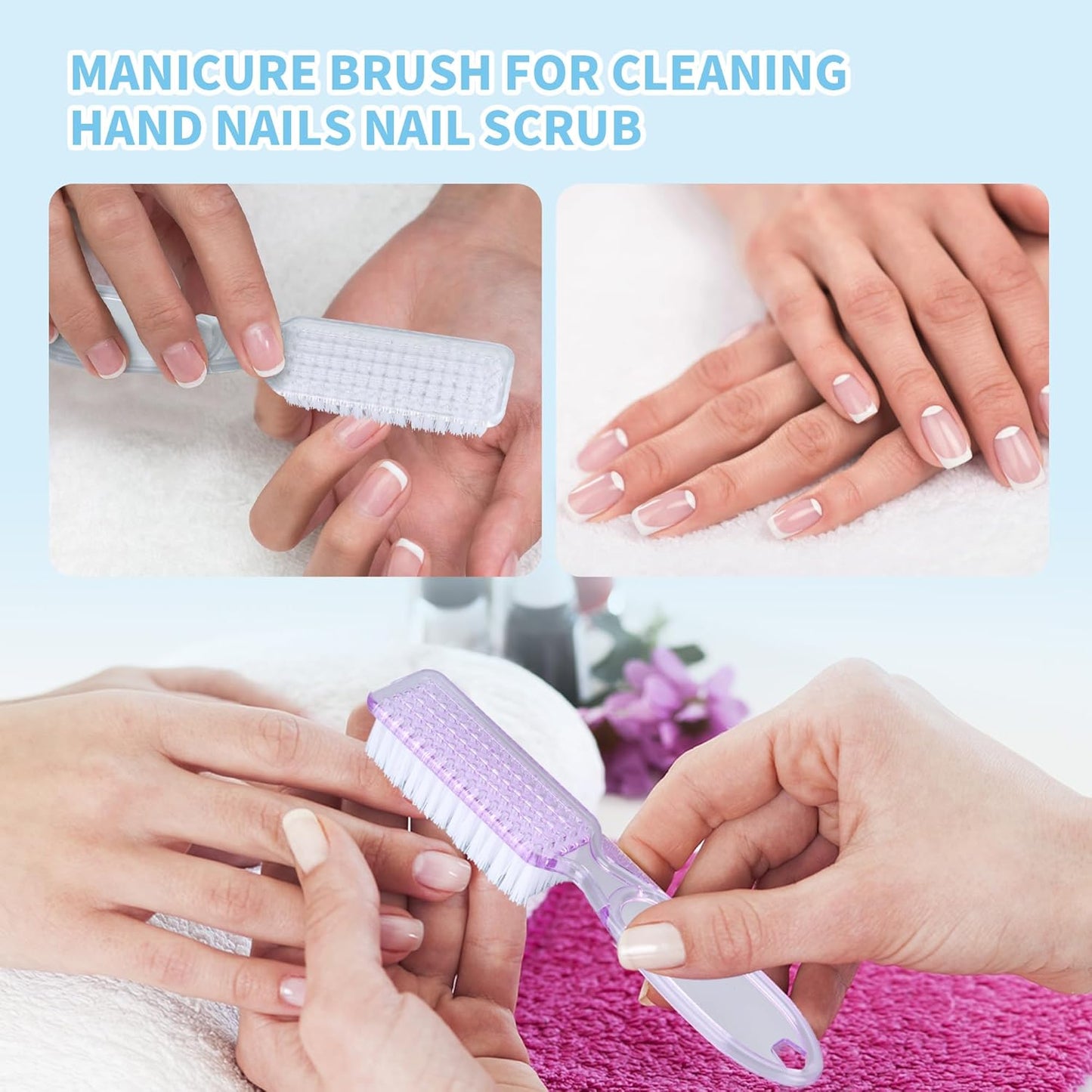 50 Pcs Handle Grip Nail Scrubber Brushes, Hand Fingernail Cleaning Manicure Brush, Multicolor Nail Scrub Brushes for Toes and Fingernail Cleaning (5 Colors)