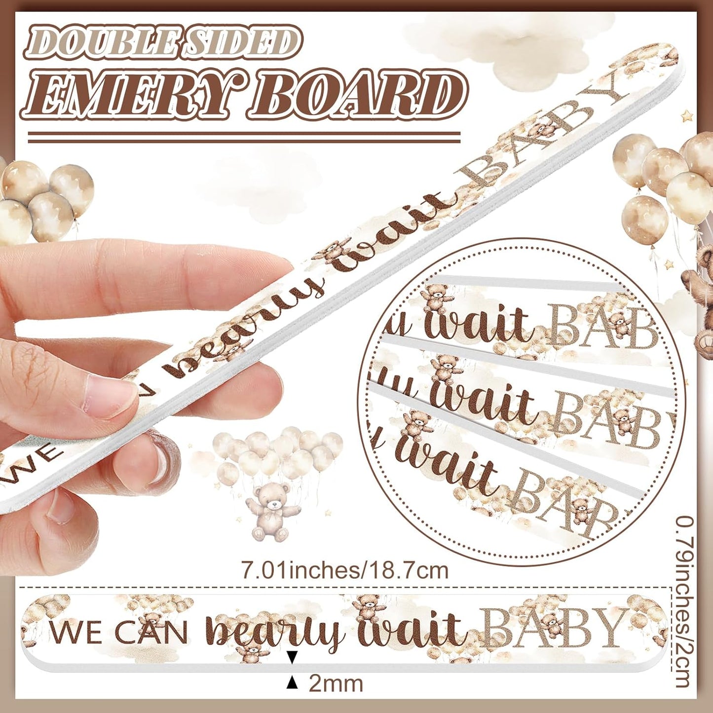 50 Pcs We Can Bearly Wait Baby Shower Party Favors Decorations Baby Shower Games Winners Prizes Gifts Bulk Bear Emery Board Nail Files for Adults Guests Gender Reveal Favors Gift Bags Stuffers
