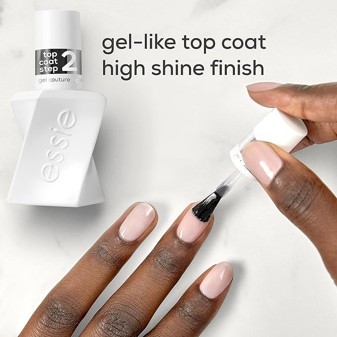 essie Gel Couture Longwear Nail Polish Set, Red Nail Polish, Put in the Patchwork + Gel-like Shiny Top Coat 0.46 fl oz each