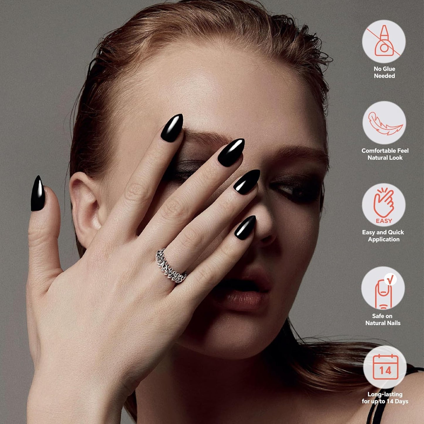 Semi Cured Gel Nail Strips-Gel Nail Stickers with UV Light Required Glossy Salon Look Fast-Easy Apply and Peel Off,Chip Free Manicure Kit,Works with Any UV/LED Lamps(Onyx)