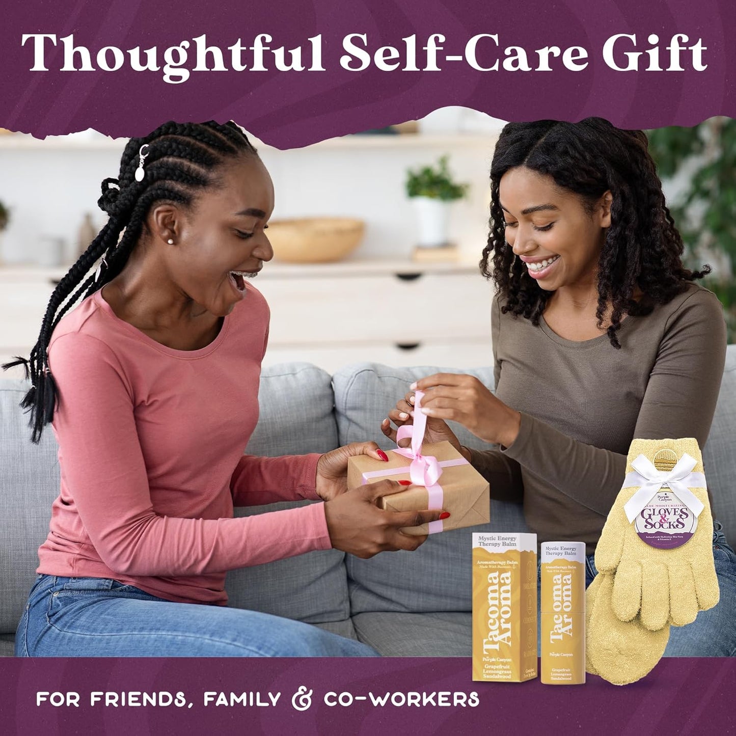 Purple Canyon Moisturizing Socks & Gloves and Heel Balm Foot Care Kit | Yellow Socks and Gloves Infused with Aloe Vera and Vitamin E | Cracked Heel Treatment for Self Care