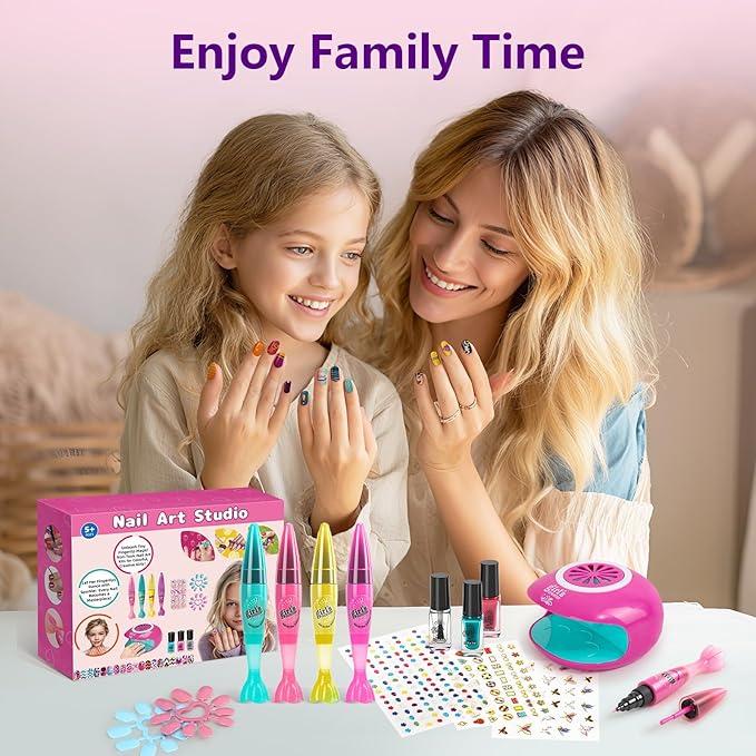 Kids Nail Polish Set for Girls - Girl Gift - Nail Kit for Kids Ages 7-12, Non-Toxic Nail Polish Set with Nail Dryer, Girl stuff for Spa Makeup Manicures, Birthday Gifts for Girls Toy 6 7 8-12
