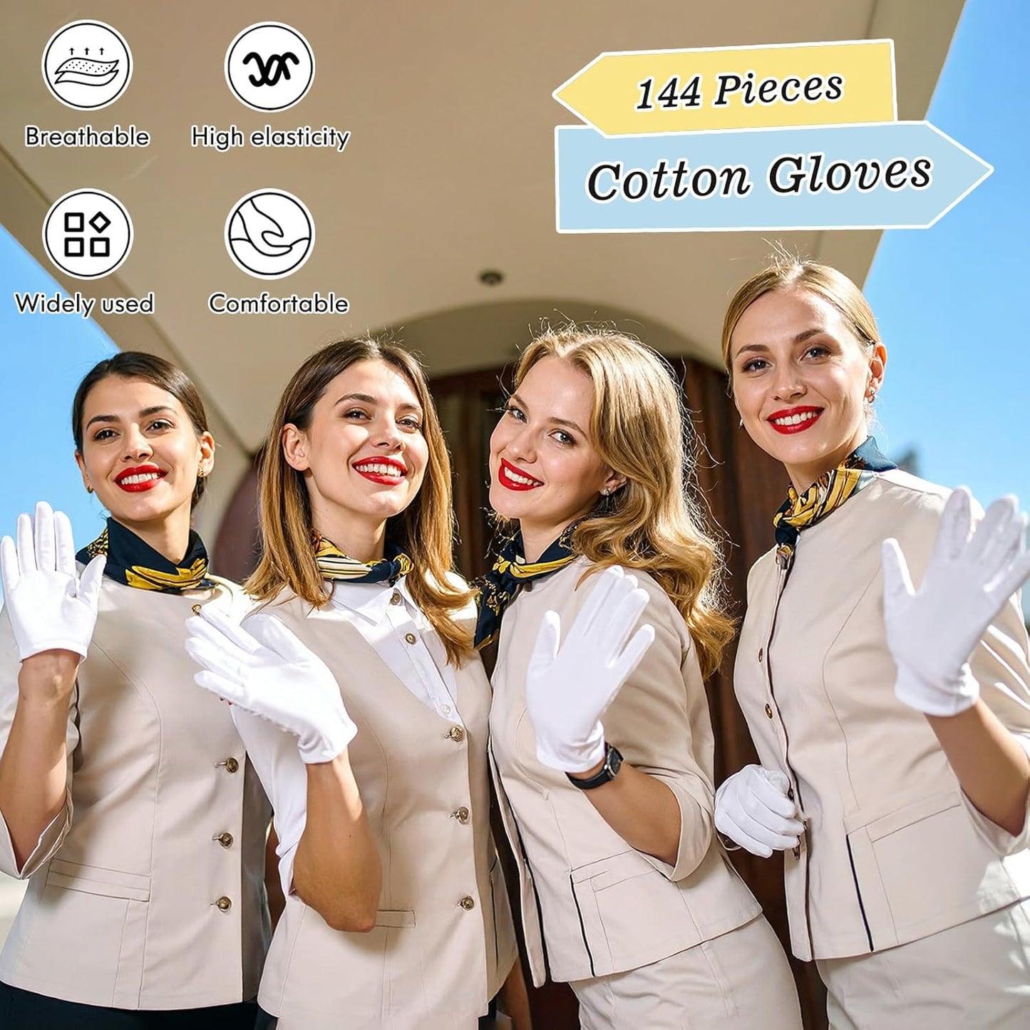 144 Pcs/72 Pairs Cotton Gloves, Cotton Bulk Pack Moisturizing Glove Large Size White Glove for Men Women Inspection Gloves for Dry Hand Art Handling Coin Jewelry