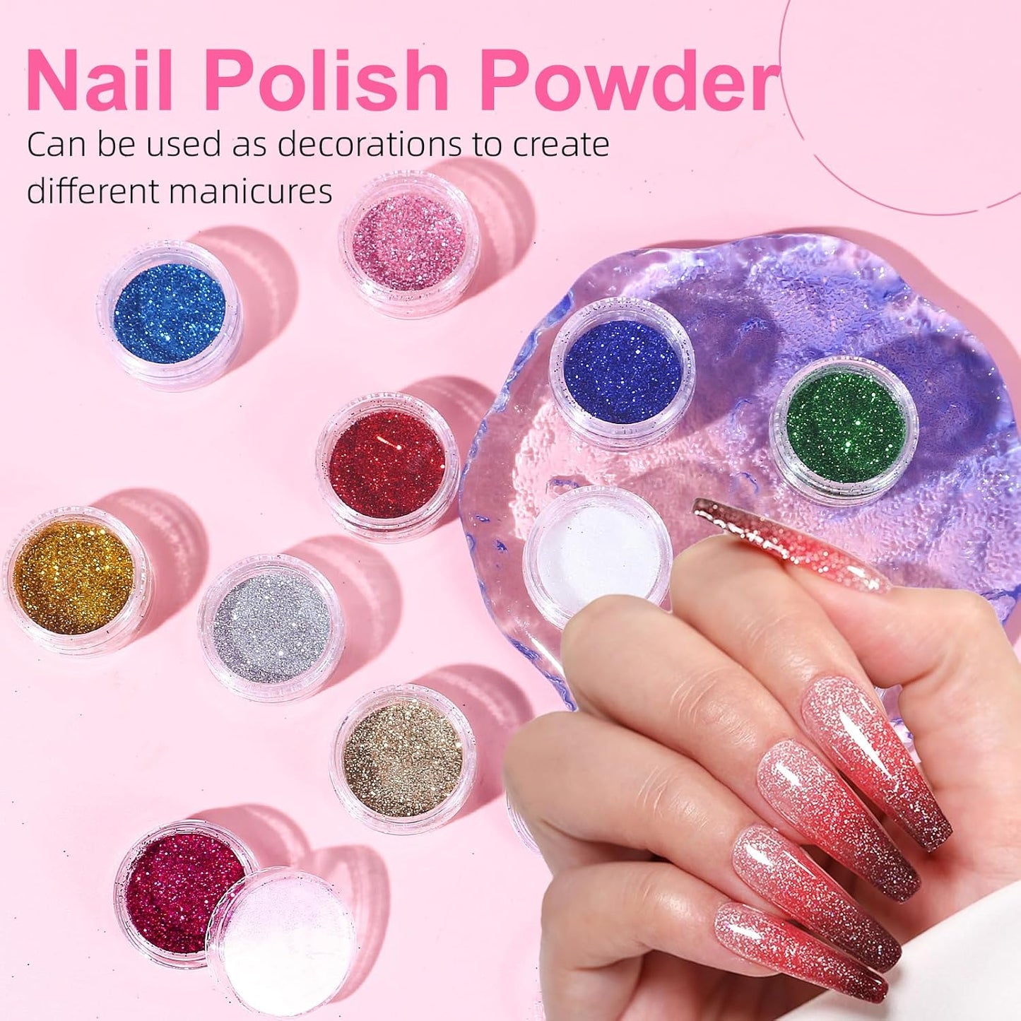 Major Dijit Acrylic Nail Kit with LED Lamp & Electric Drill - 12 Colors Acrylic Powder Monomer, Base/Top Coat, Tips/Glitter/Nail Charms | Nail Kit for Beginners with Everything