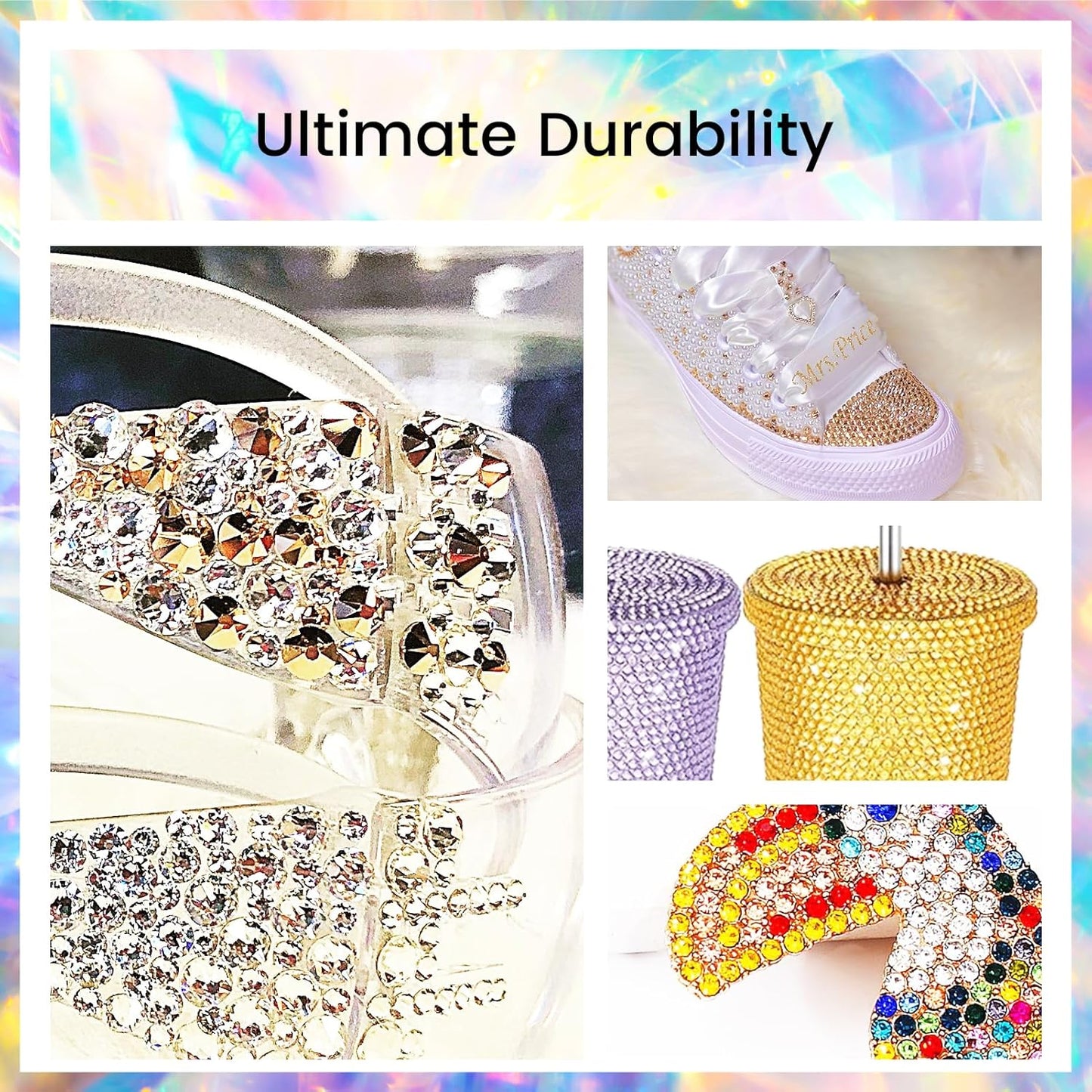 Gold Yellow Rhinestones Flatback Rhinestone for Crafts Glass Nail Rhinestones Nail Gems Crystals for Makeup Bags Shoes Decoration DIY(SS8,1440pcs,Gold Yellow)