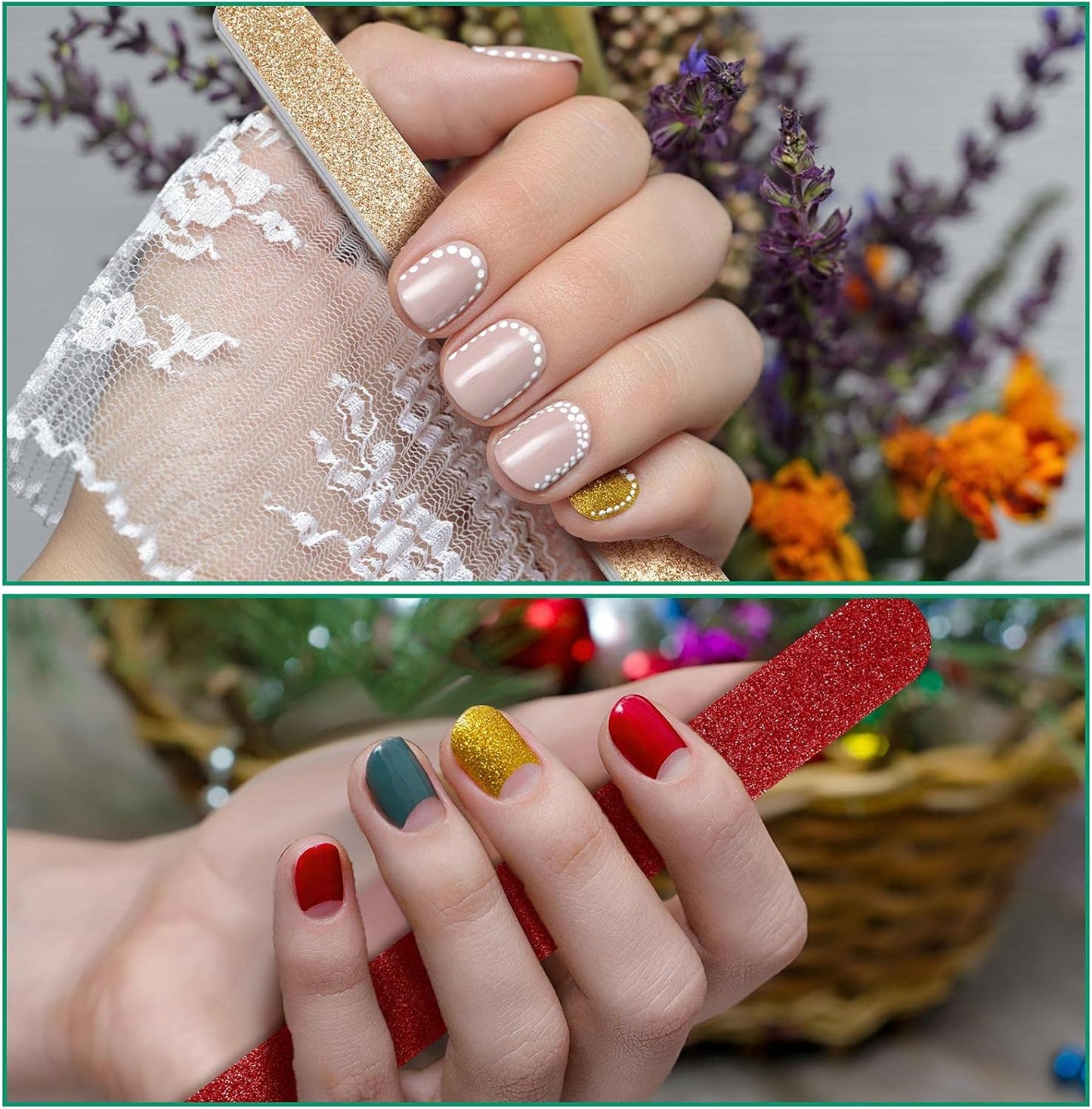 20 Pieces Glitter Nail File Colorful Nail Boards Nail Buffer Double Sided Emery Boards Fingernails Toenails Manicure Files Manicure Care Pedicure Tools for Women Girls (Bright Color)