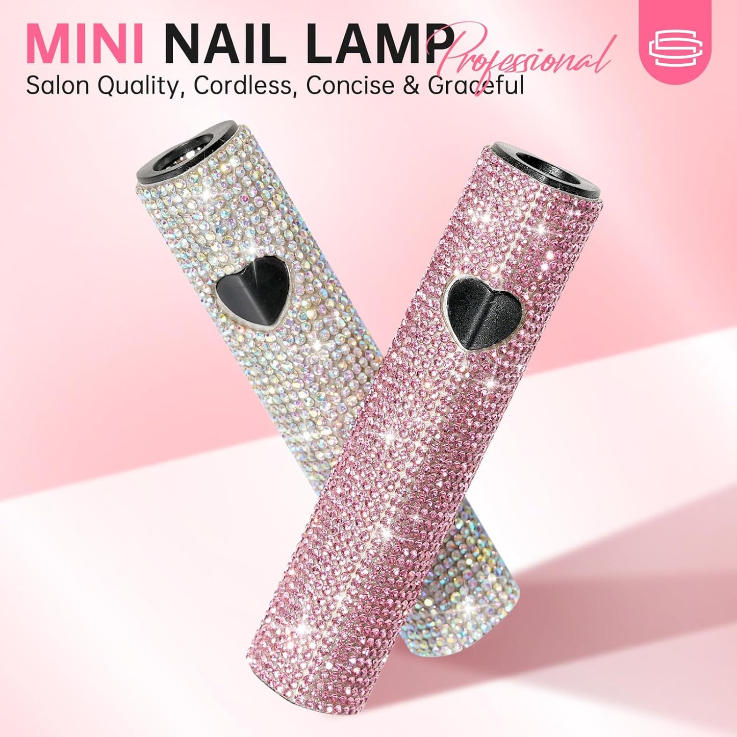 UV Light for Gel Nails, Handheld UV Nail Lamp, Portable LED Nail Lamp, Mini Nail Dryer, USB Nail Light for Fast Curing, Pink
