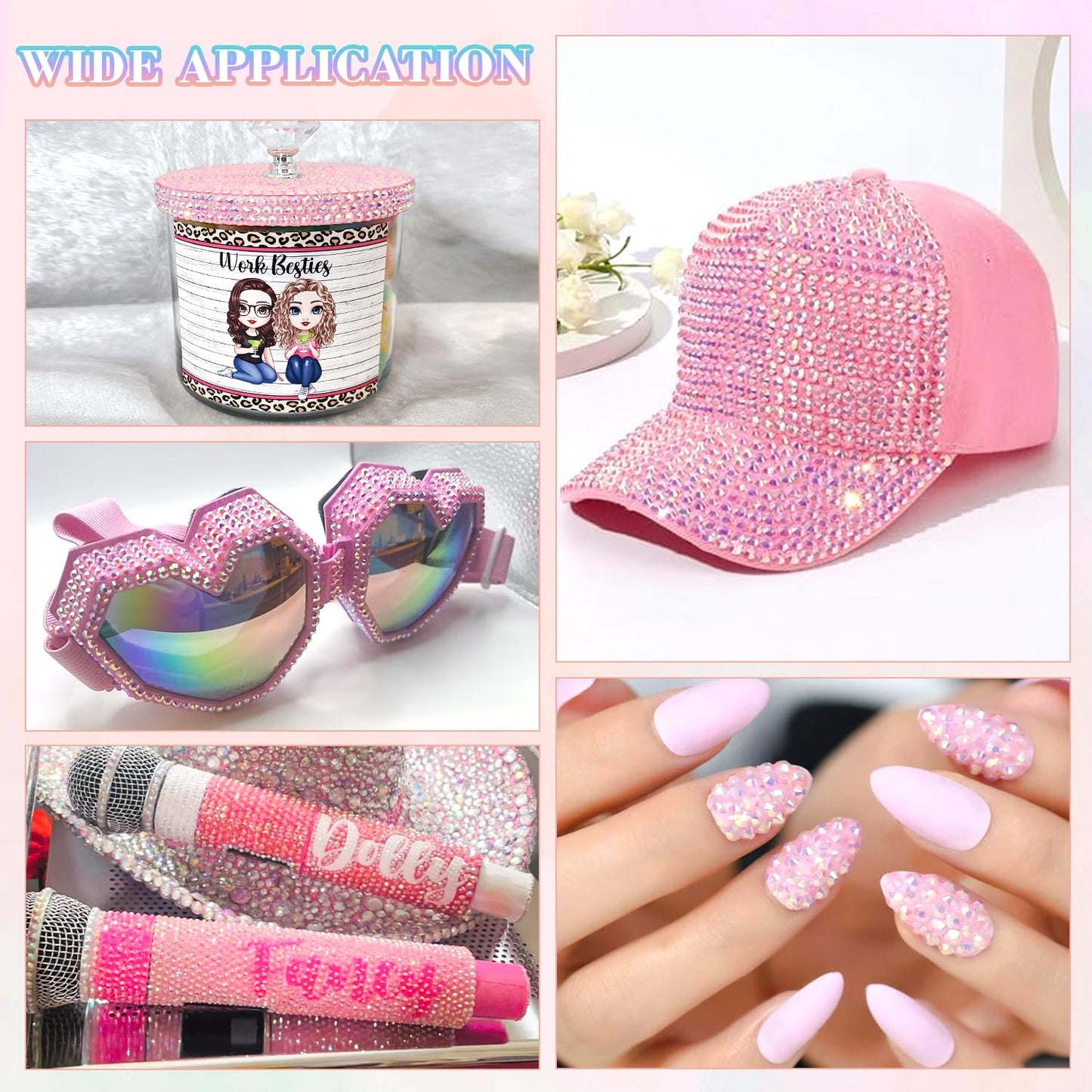 30000Pcs Resin Rhinestones for Bedazzling with B7000 Jewelry Glue, Light Pink AB Flatback Gems Rhinestones for Crafting, Clothing Tumblers Mugs Shoes Fabric Decor Nail Art