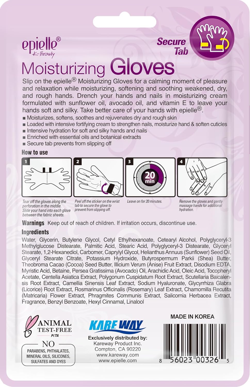 Epielle Moisturizing Hand Masks 6 Pairs, Deep Moisturizing Gloves for Dry, Cracked Hands, Relieve and Soften with Sunflower Seed Oil & Avocado Oil, Korean Skin Care, Spa Set, Self Care Gifts for Women
