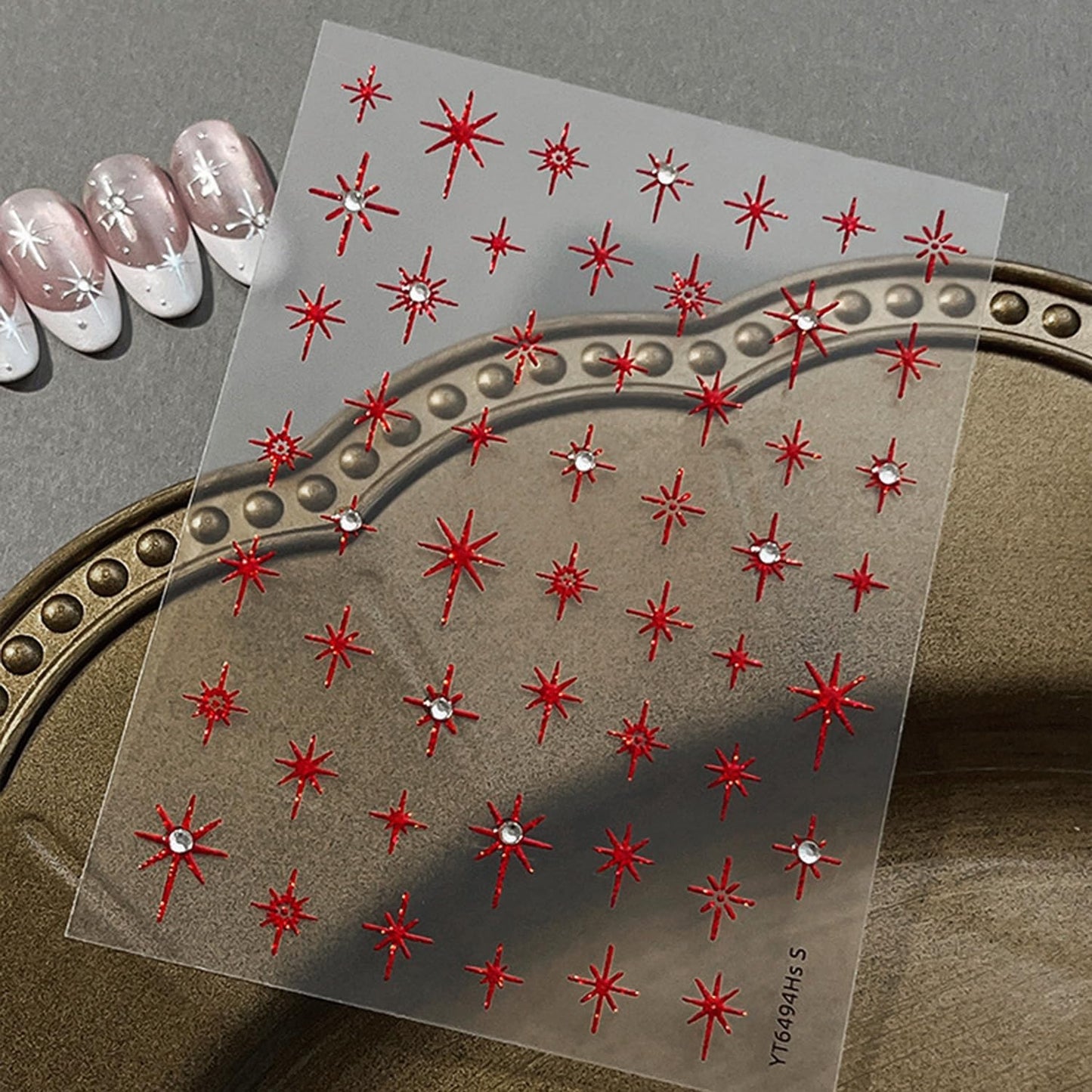 Shiny Star Nail Stickers for Nail Art 3D Glitter Colorful Star Luxury Rhinestones Nail Design Stickers Starlight Nail Decals Nails Supply Manicure Sliders for Nails Decoration 6 Sheets