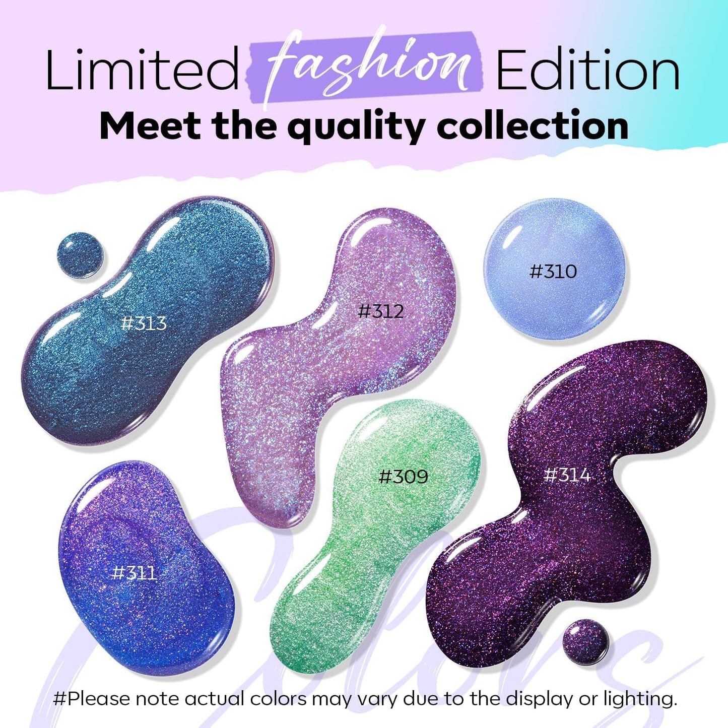 modelones Chameleon Nail Polish Set 6 Colors, Green Glitter Pink Blue Purple Holographic Quick Dry Mini Nail Lacquer Kit Gray Aurora Shimmer DIY Nail Art Manicure Gift For Women Girls
