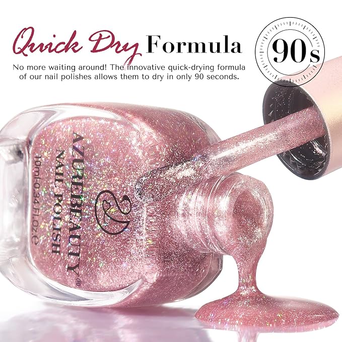 AZUREBEAUTY Cat Eye Nail Polish no Gel Fast Drying Pink Shimmer 2 Colors Natural Nail Lacquer High Shine DIY Salon Home Women Gifts