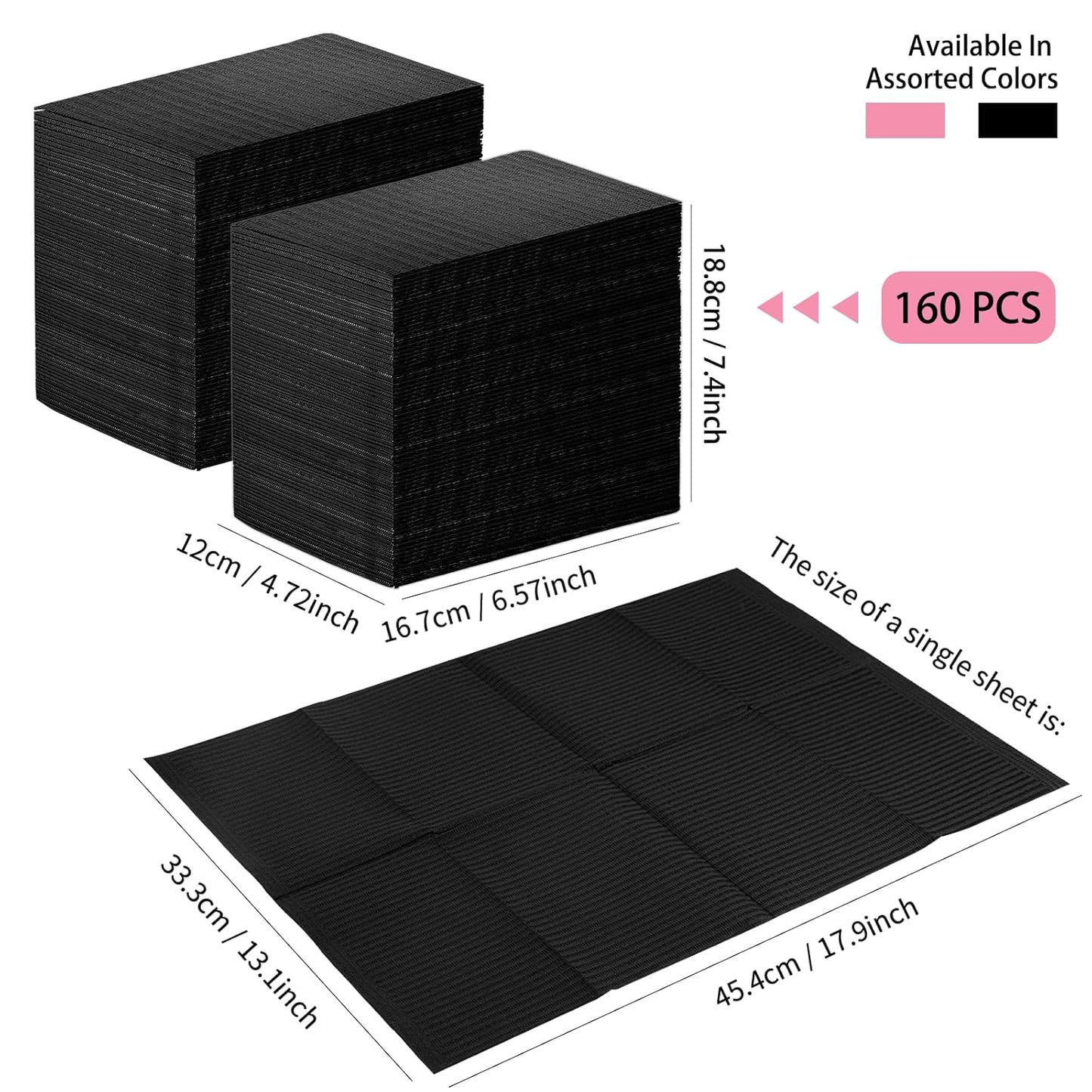 160pcs Disposable Nail Mats Foldable Nail Paper Towels, Table Acrylic Nail Practice Sheet, 3 Ply Waterproof Clean Nail Table Practice Mat for Salon Manicure Tattoo,Nail Art Accessories 13"x18" (Black)