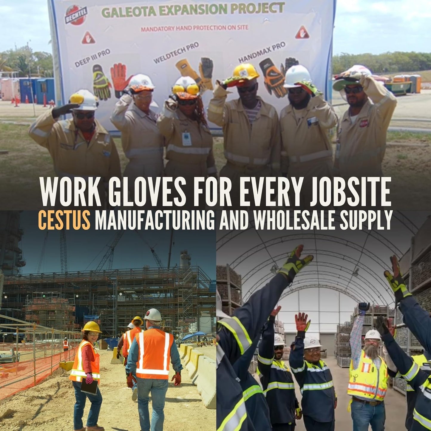 Cestus 8032, Impact Gloves with Grip, Gel Padded Palm, Polycarbonate Knuckle, Heavy Duty Safety Work Gloves