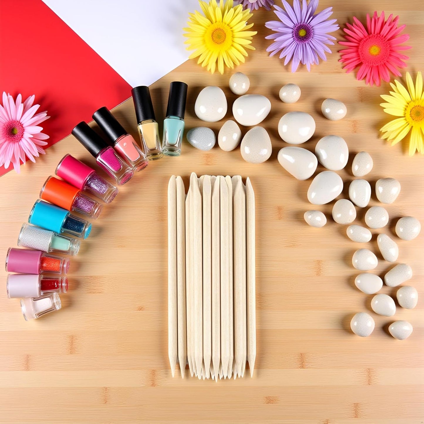 20PC Wooden Stick for Nails Double Sided Cuticle Pusher Remover Nail Art Manicure Pedicure Tool Gel Nail Remover for Home and Salon Manicure Use Tools and Accessories