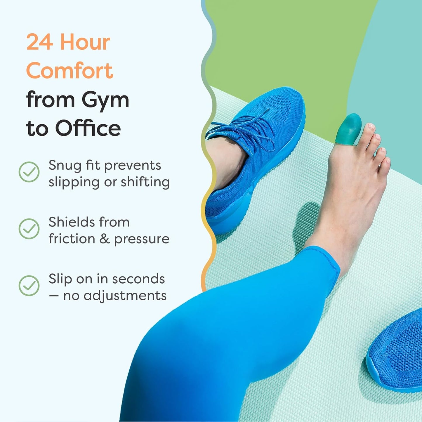 ZenToes 6 Pack Gel Toe Cap and Protector - Cushions and Protects to Provide Relief from Missing or Ingrown Toenails, Corns, Blisters, Hammer Toes (Variety, Tidal)