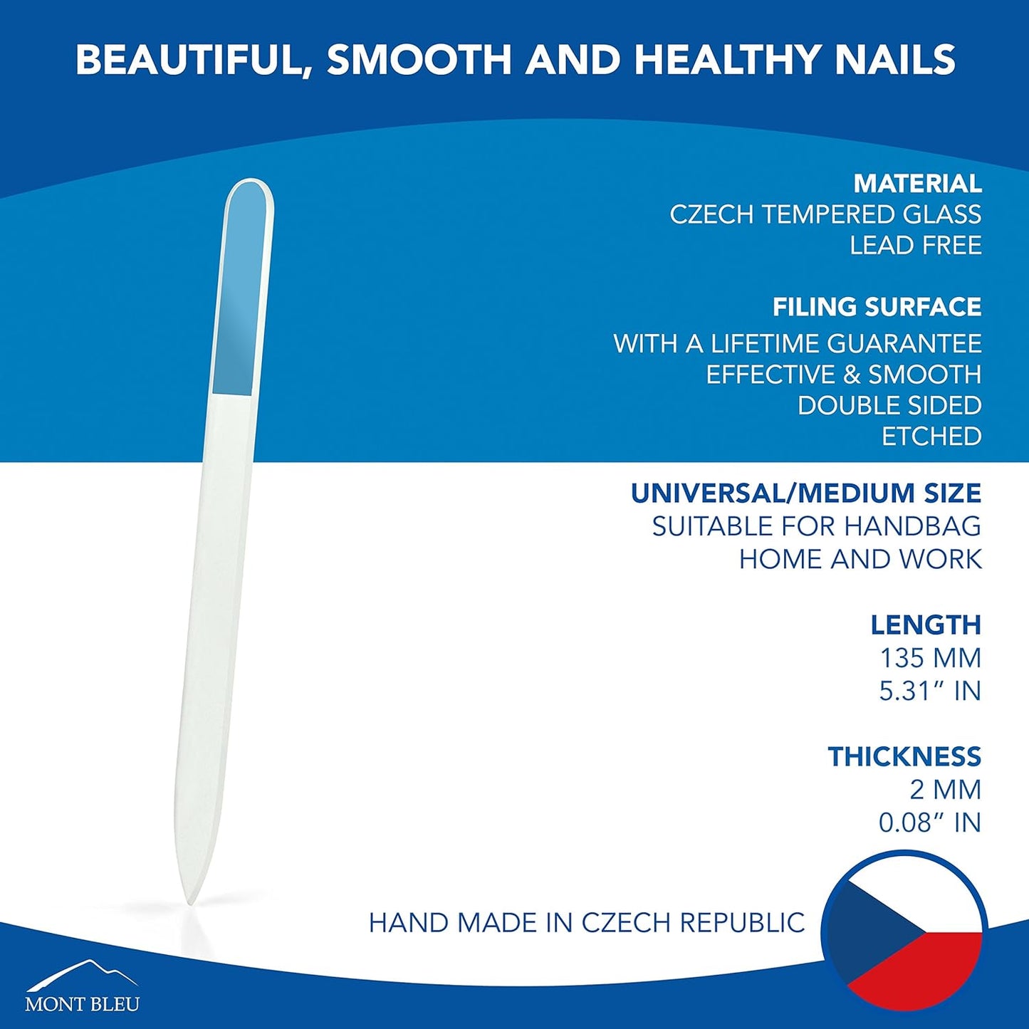 Mont Bleu Gift Set of 6 + 1 free Glass Nail Files hand decorated with crystals from Swarovski® | Hand Made, Czech Tempered Glass, Lifetime Guaranty