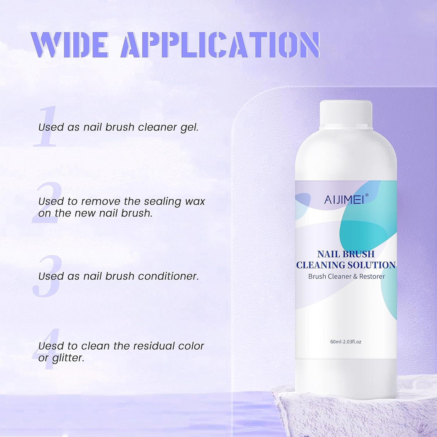 AIJIMEI Nail Art Brushes Cleaner Gel and Gel Nail Brushes Cleaner for Acrylic Application Can Quickly Dissolve Residues Acrylic Nail Brush Cleaner 60ml/2.03FL.OZ