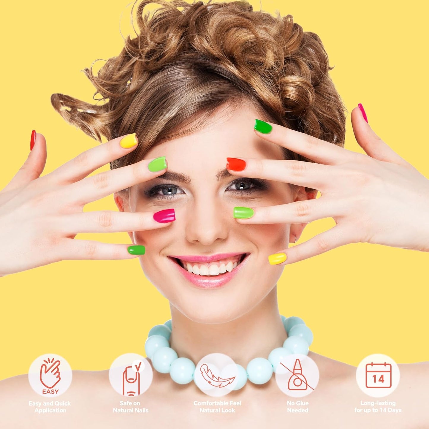 Semi Cured Gel Nail Strips-Spring summer nail stickers floral patterns beach vacation bright colors glossy shine for warm weather,Works with Any UV/LED Lamps(Vibrant Summer)